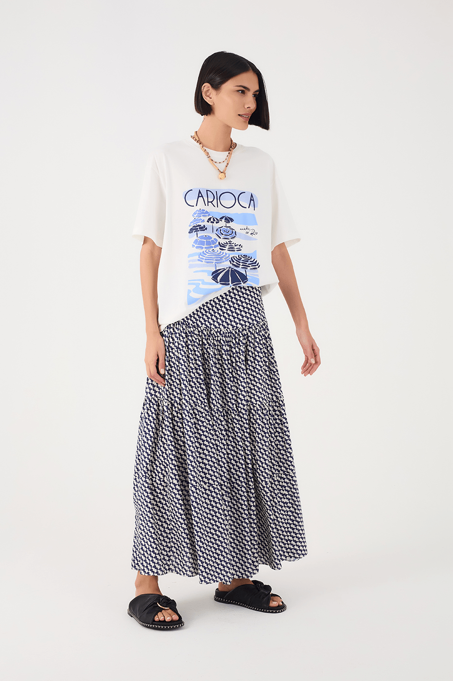Off-White Gavea Tiered Maxi Skirt