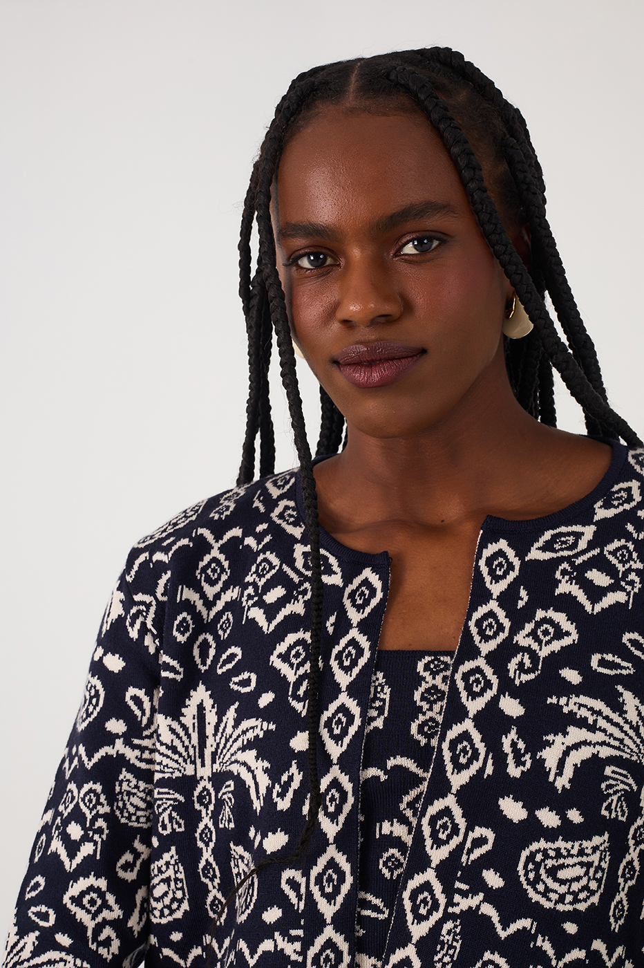 Tropikat Print Knit Cardigan