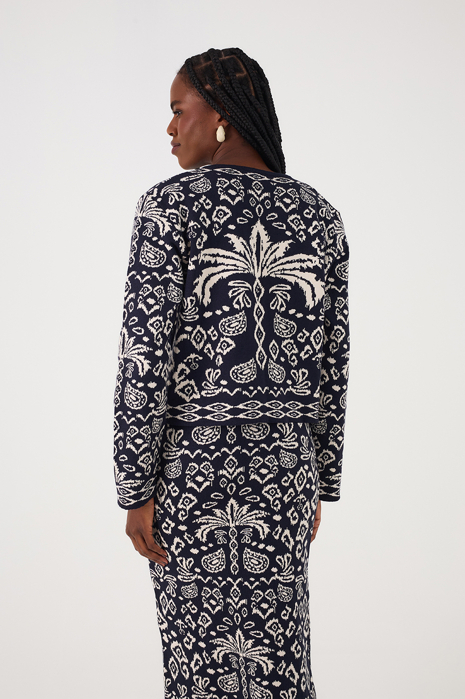 Tropikat Print Knit Cardigan