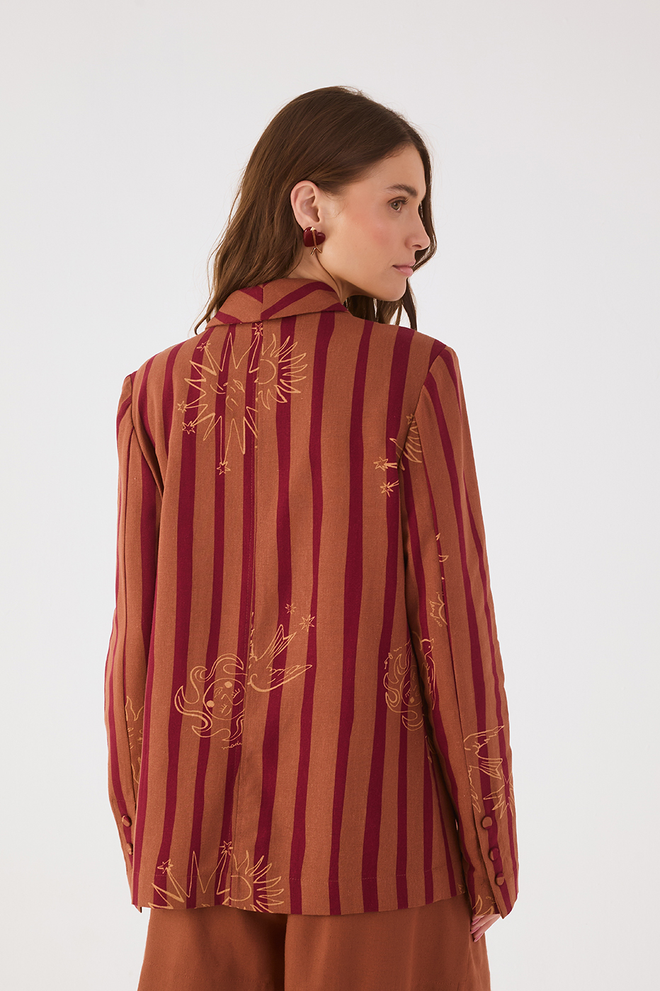 Brown Encanto Lapel Buttoned Blazer