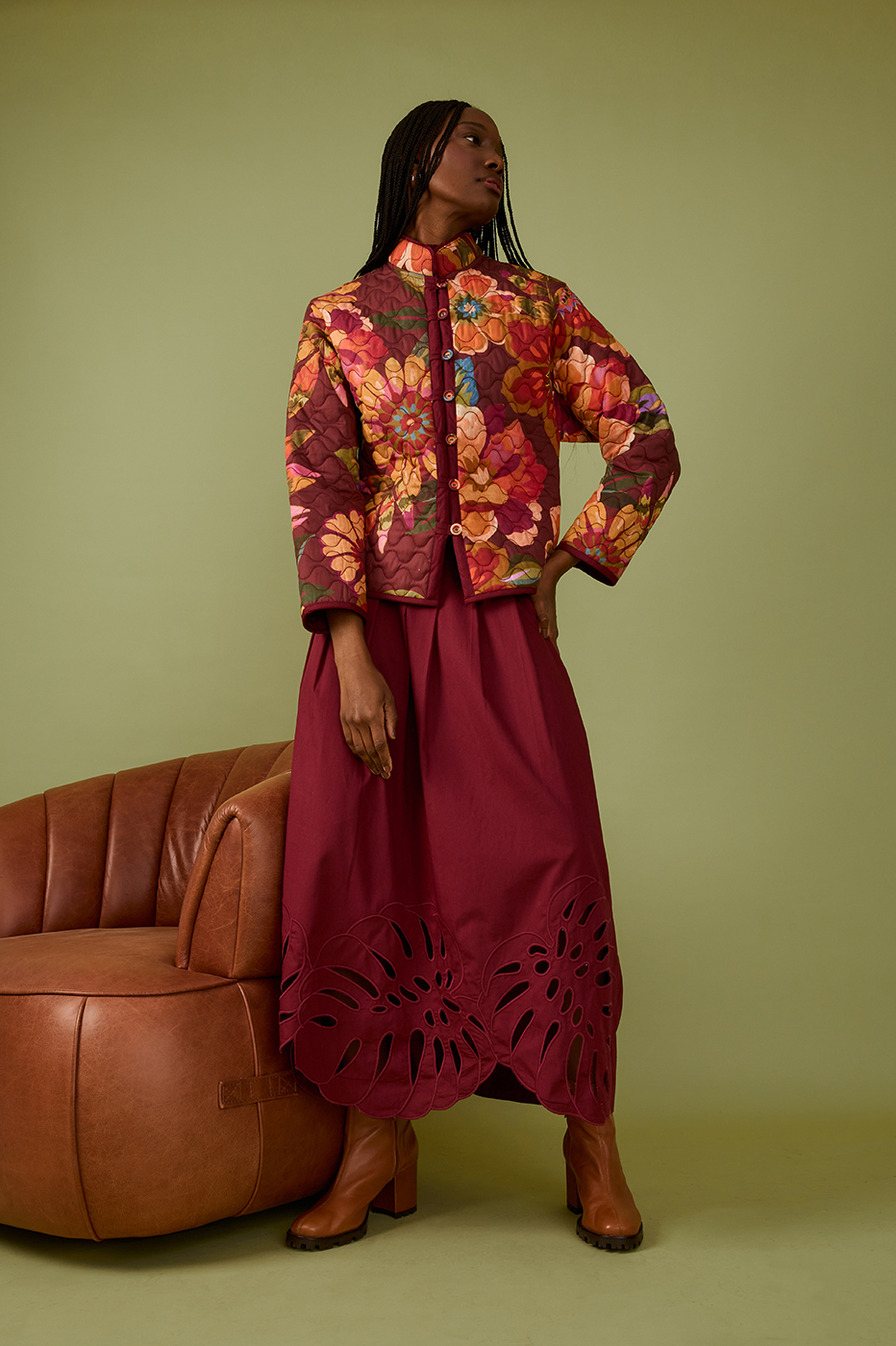 Garden Print quilted jacket