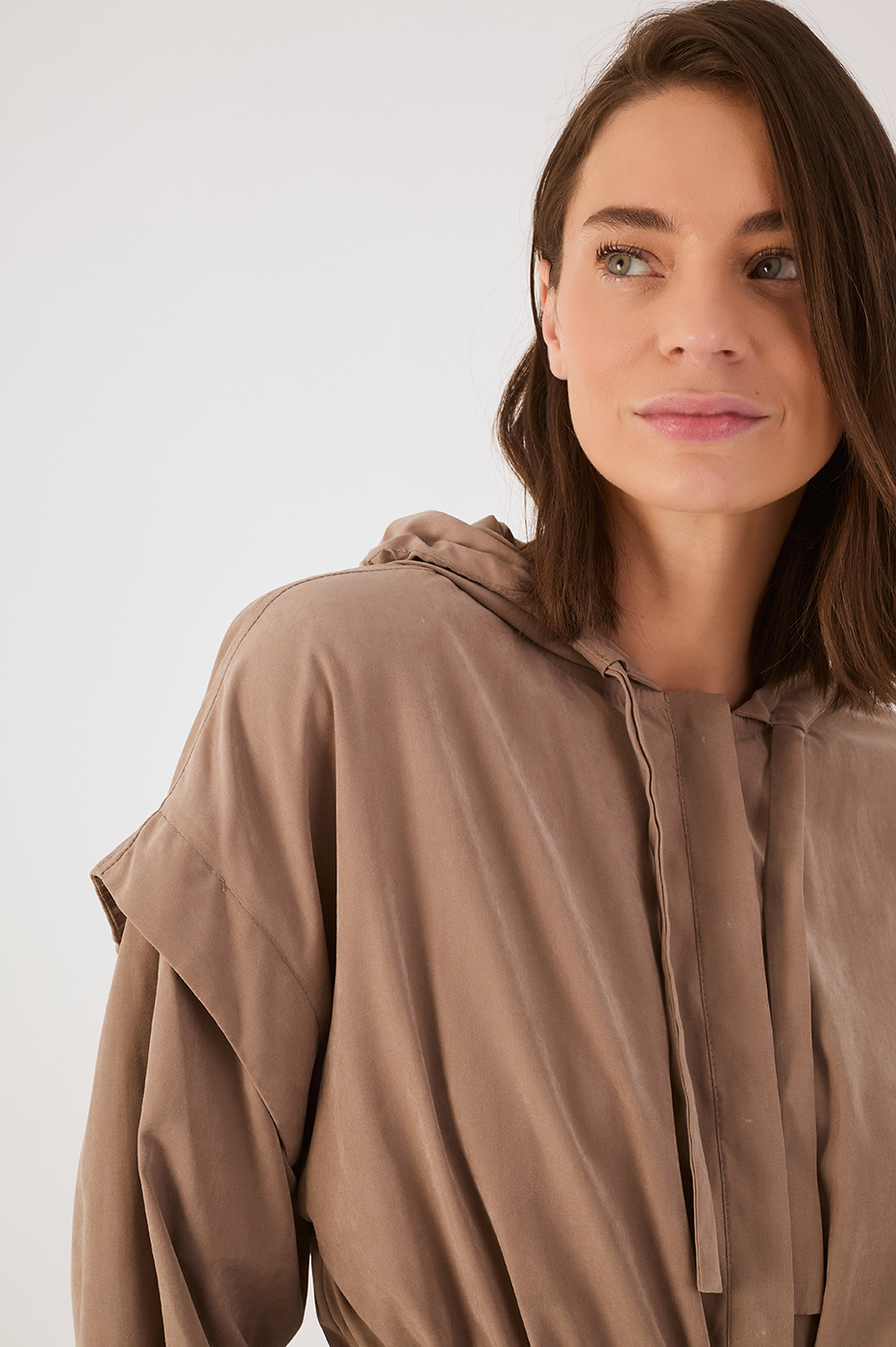 Gray Mirante Belted Buttoned Hood Parka Jacket