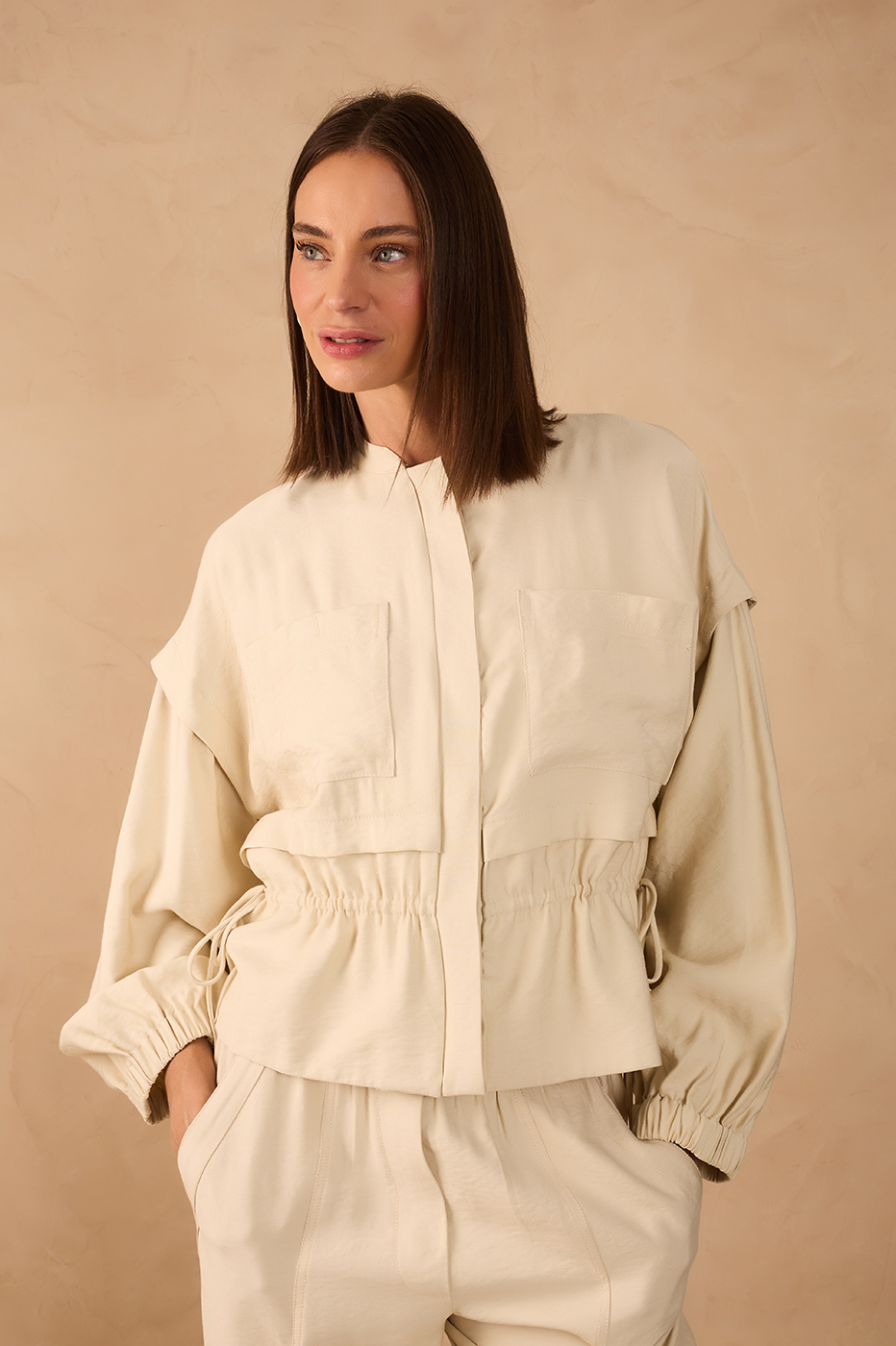 Off-White Drawstring Overlay Parka Jacket