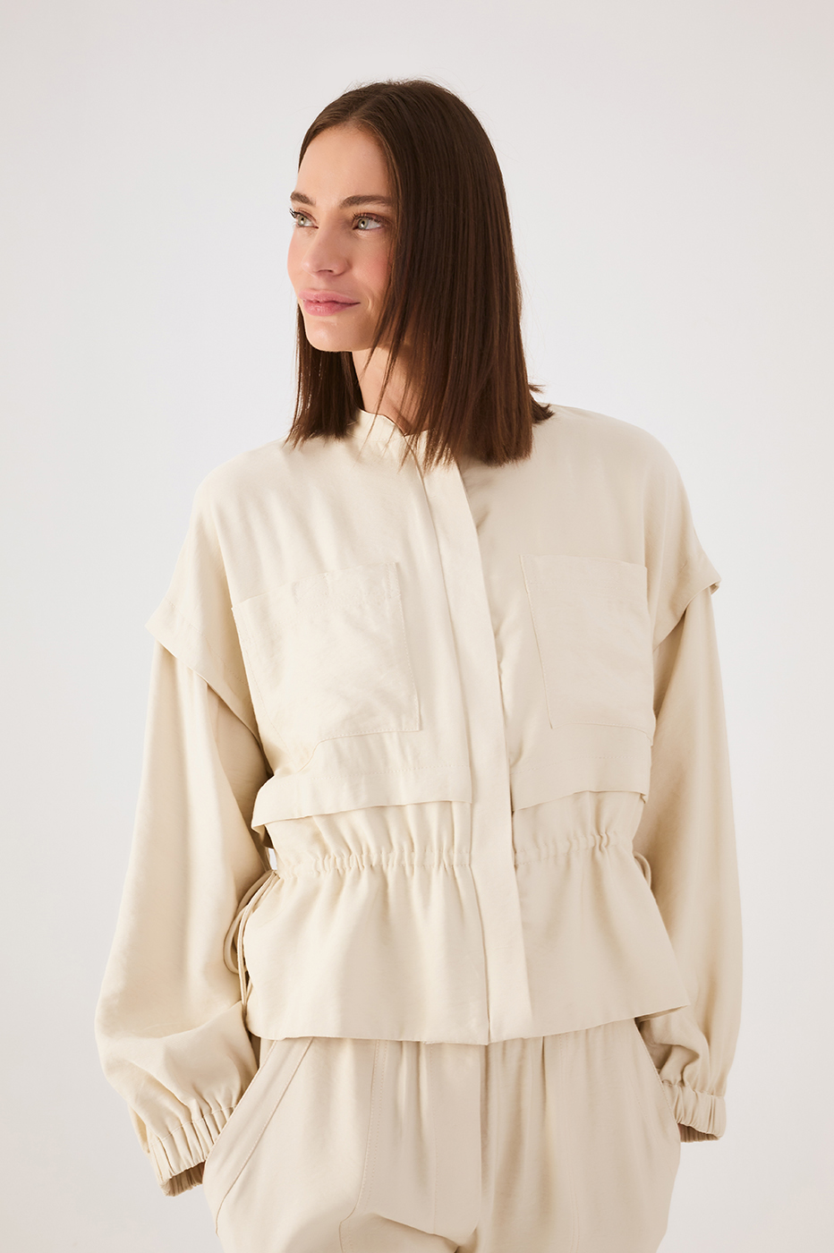 Off-White Drawstring Overlay Parka Jacket