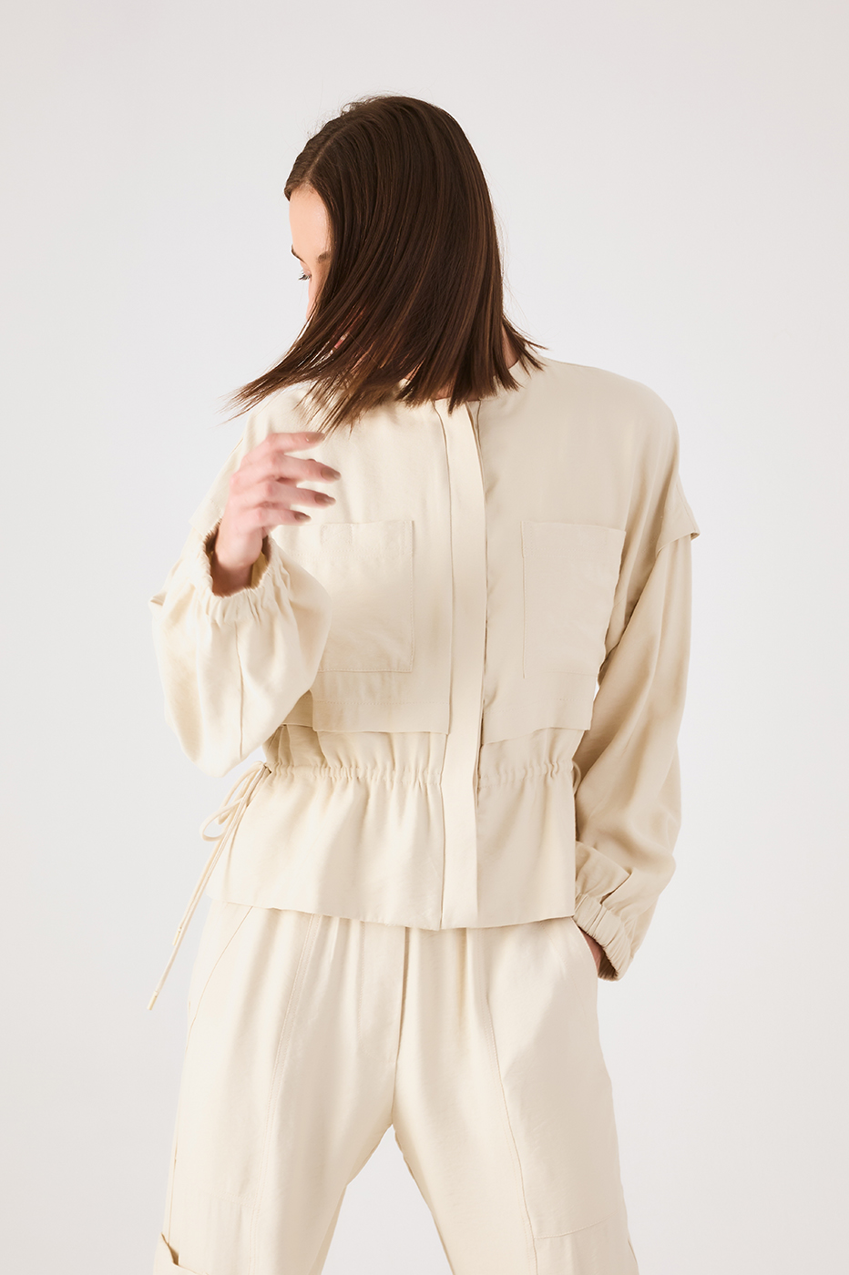 Off-White Drawstring Overlay Parka Jacket