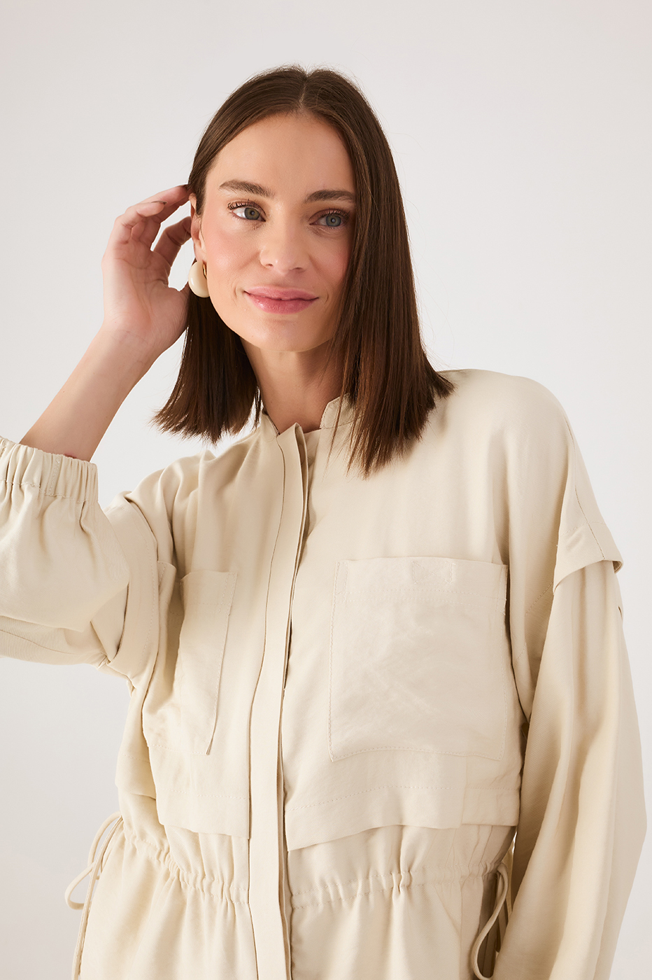 Off-White Drawstring Overlay Parka Jacket