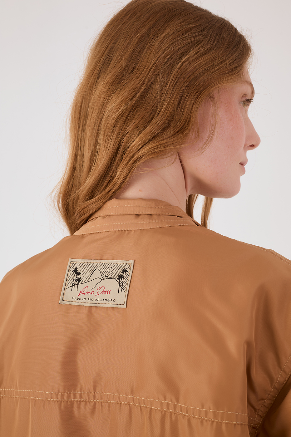 Beige Leme Adjustable Waist Buttoned Large Pockets Parka Jacket