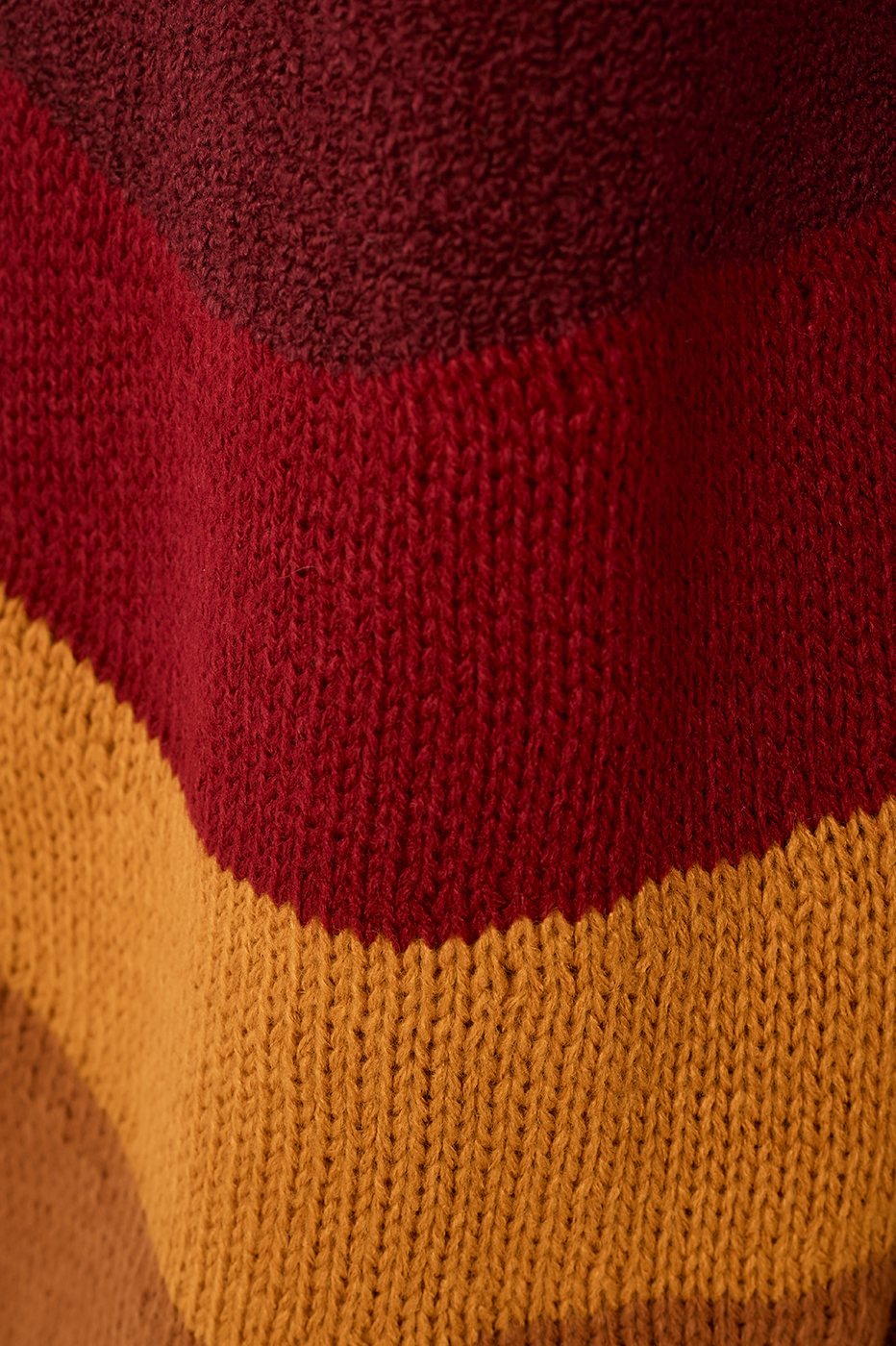Wine Bossa Rio Jacquard Dropped Shoulder Tricot Sweater
