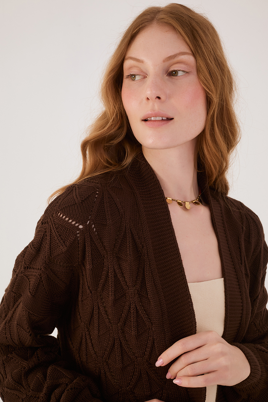 Brown Caffeine Veleiro Open Tricot Cardigan