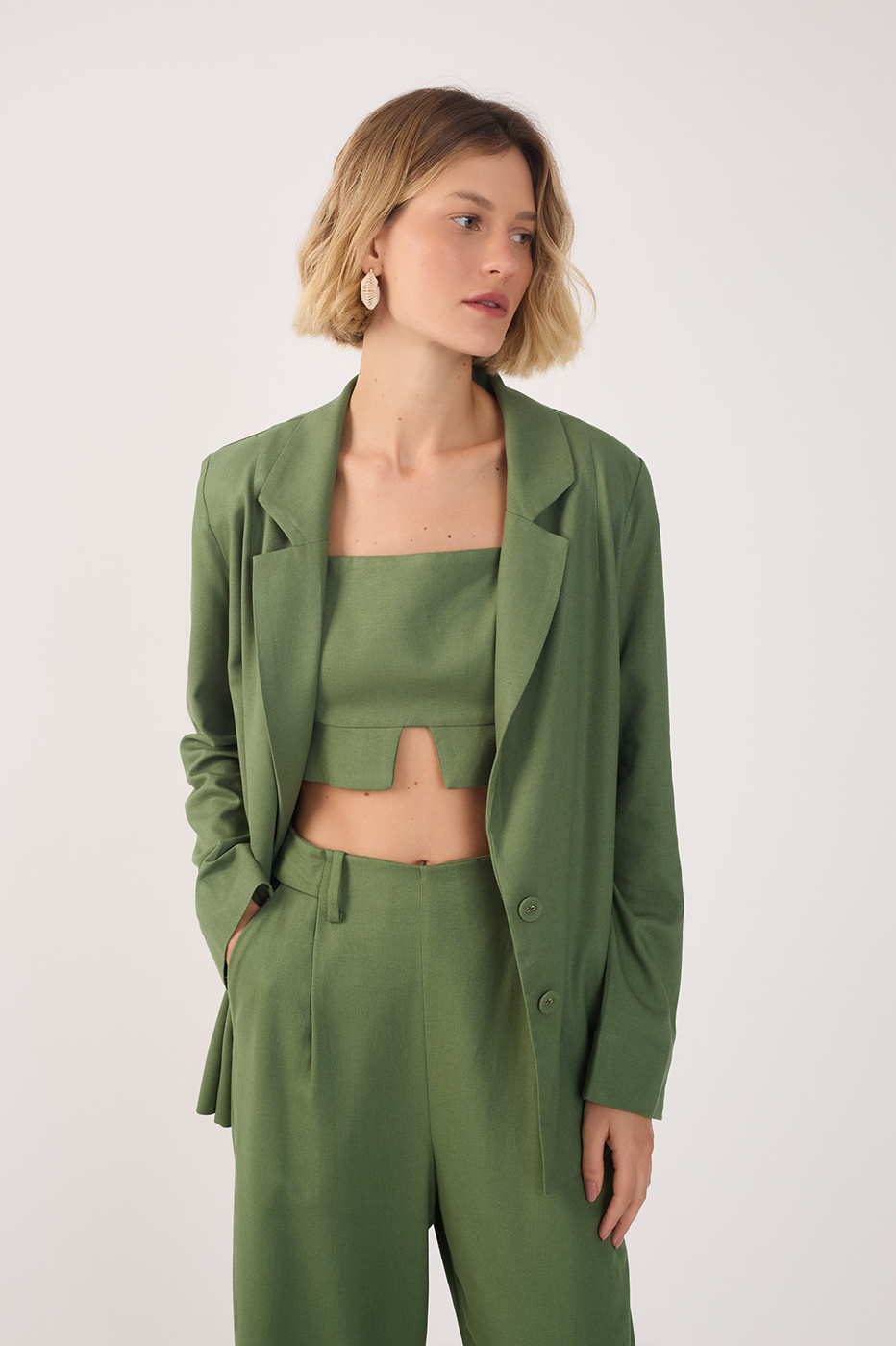 Linen Button Sleeve Blazer_2