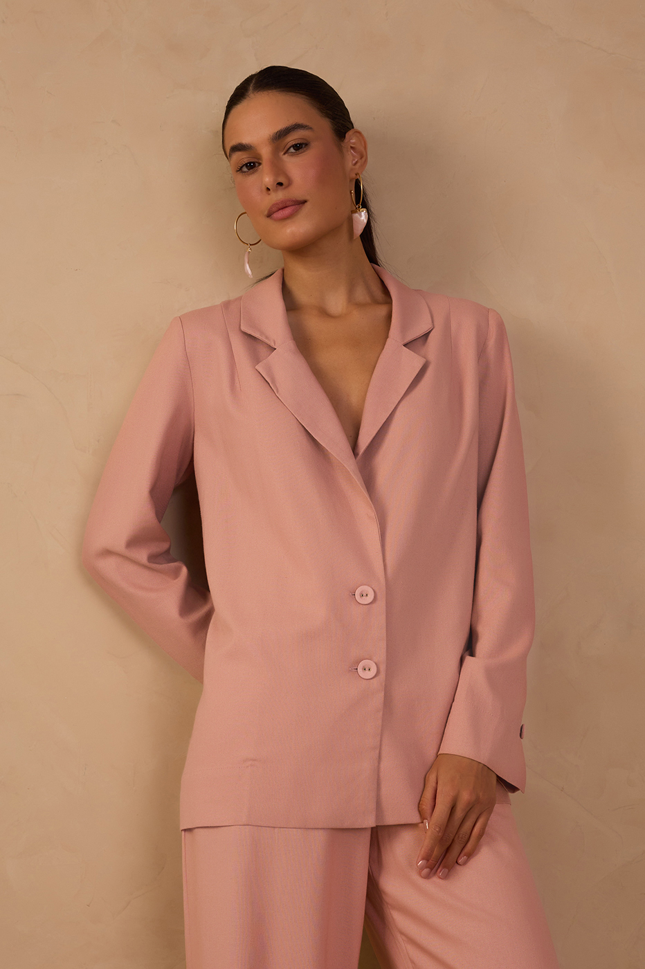 Linen Button Sleeve Blazer_1