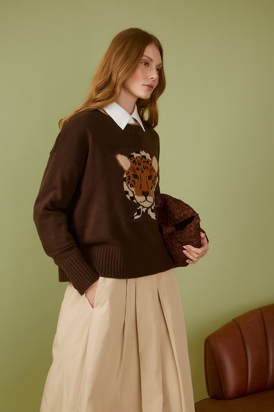 Leopard Print Jacquard knit jacket