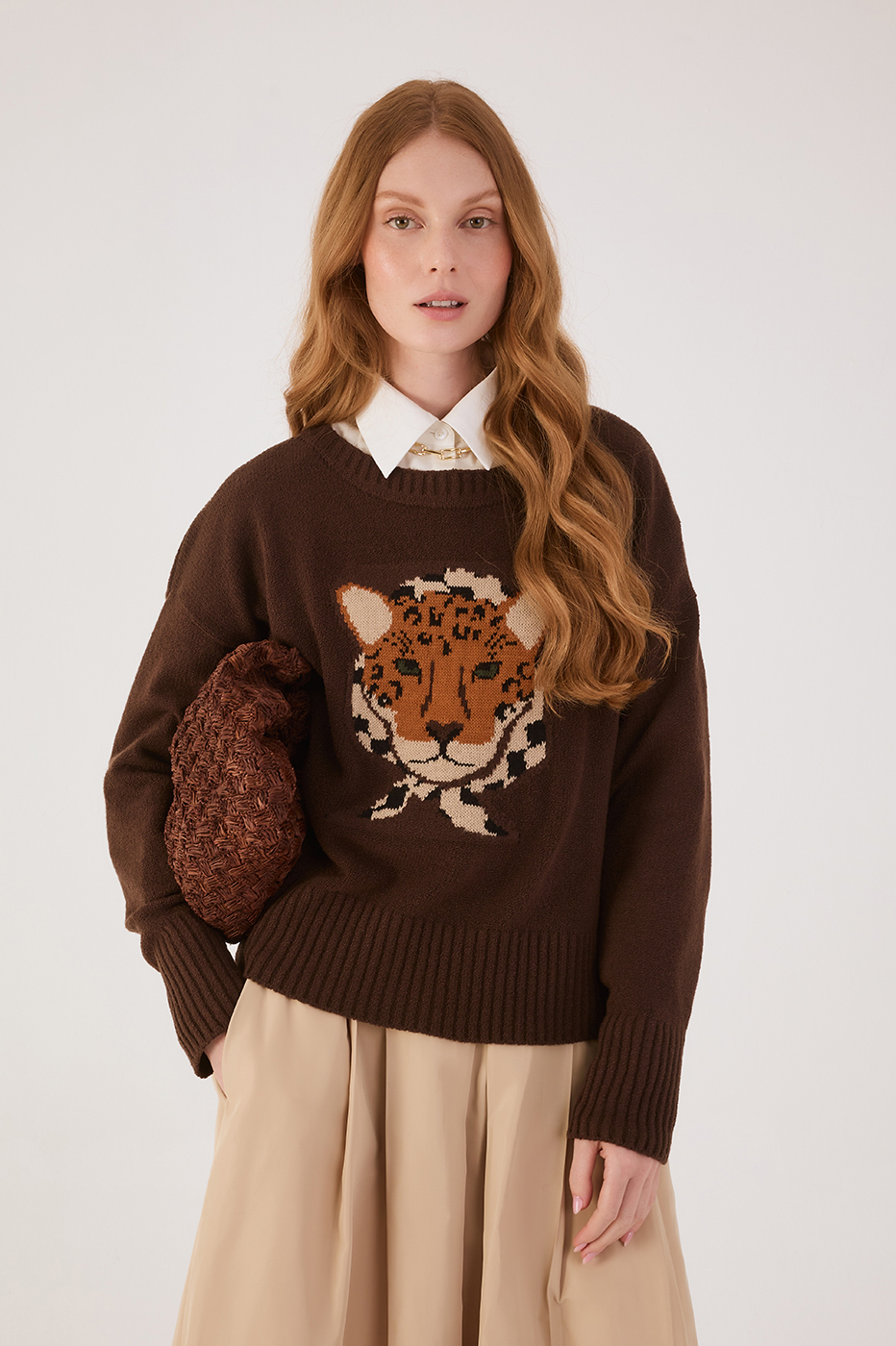 Leopard Print Jacquard knit jacket