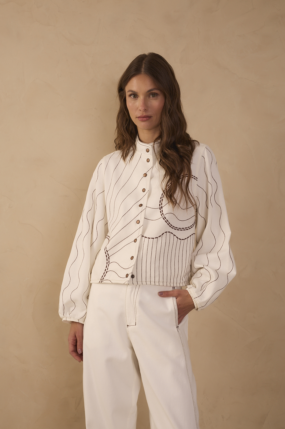 Off-white Embroidered Buttoned Long Sleeve Twill Jacket_1