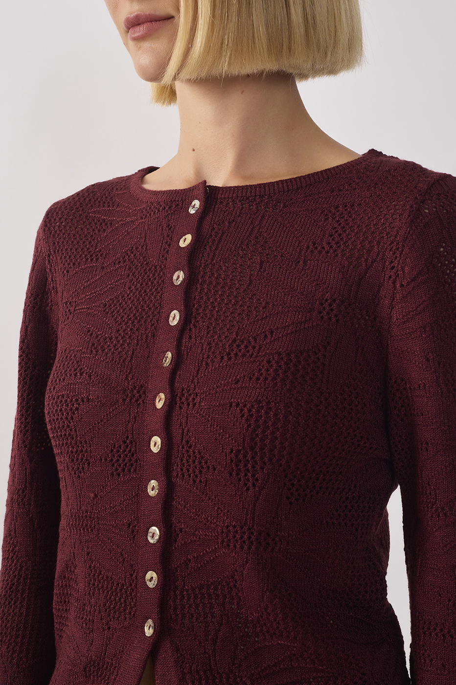 Floral Buttoned Tricot Jacquard Cardigan_4