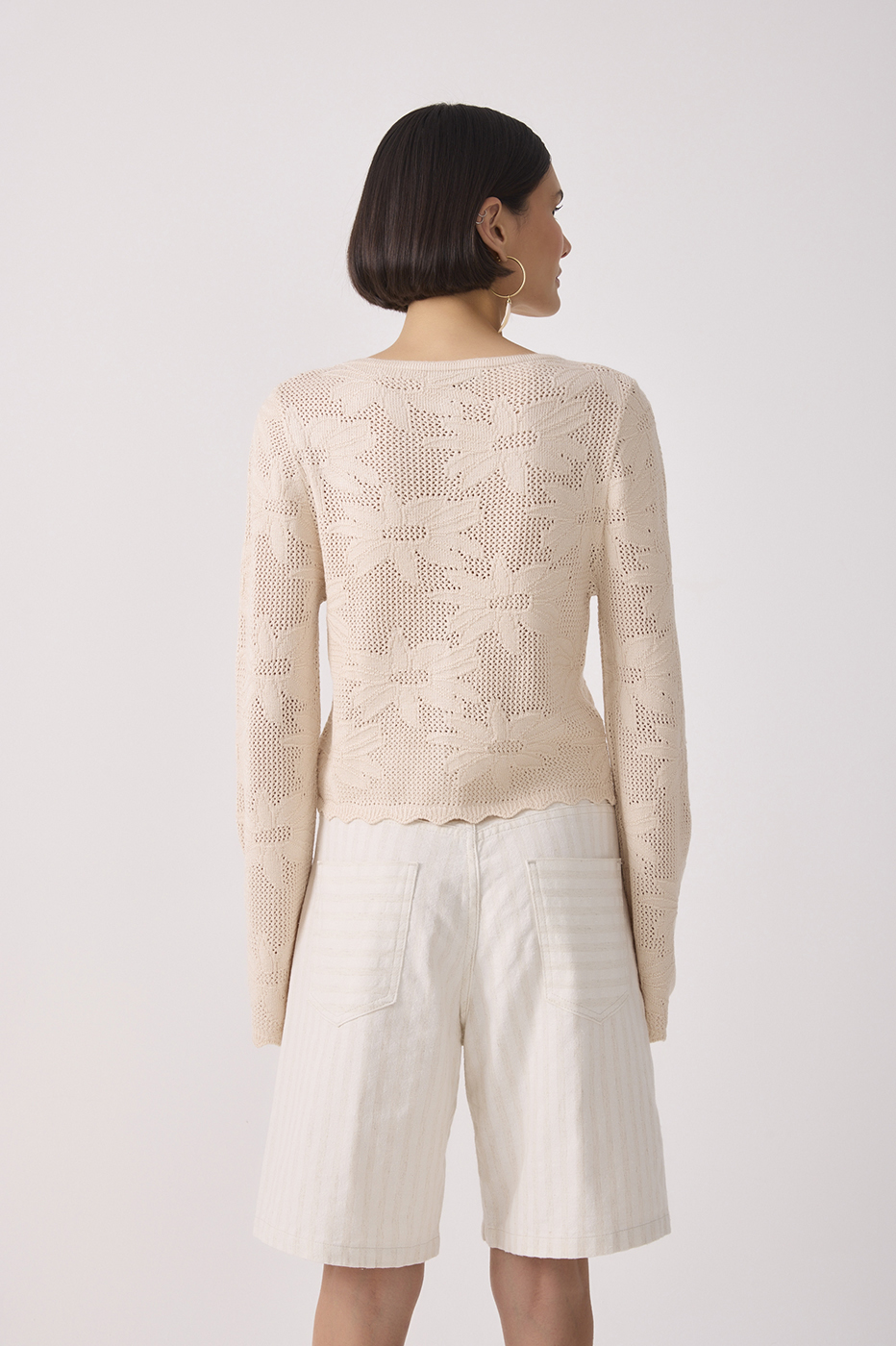 Floral Buttoned Tricot Jacquard Cardigan_5