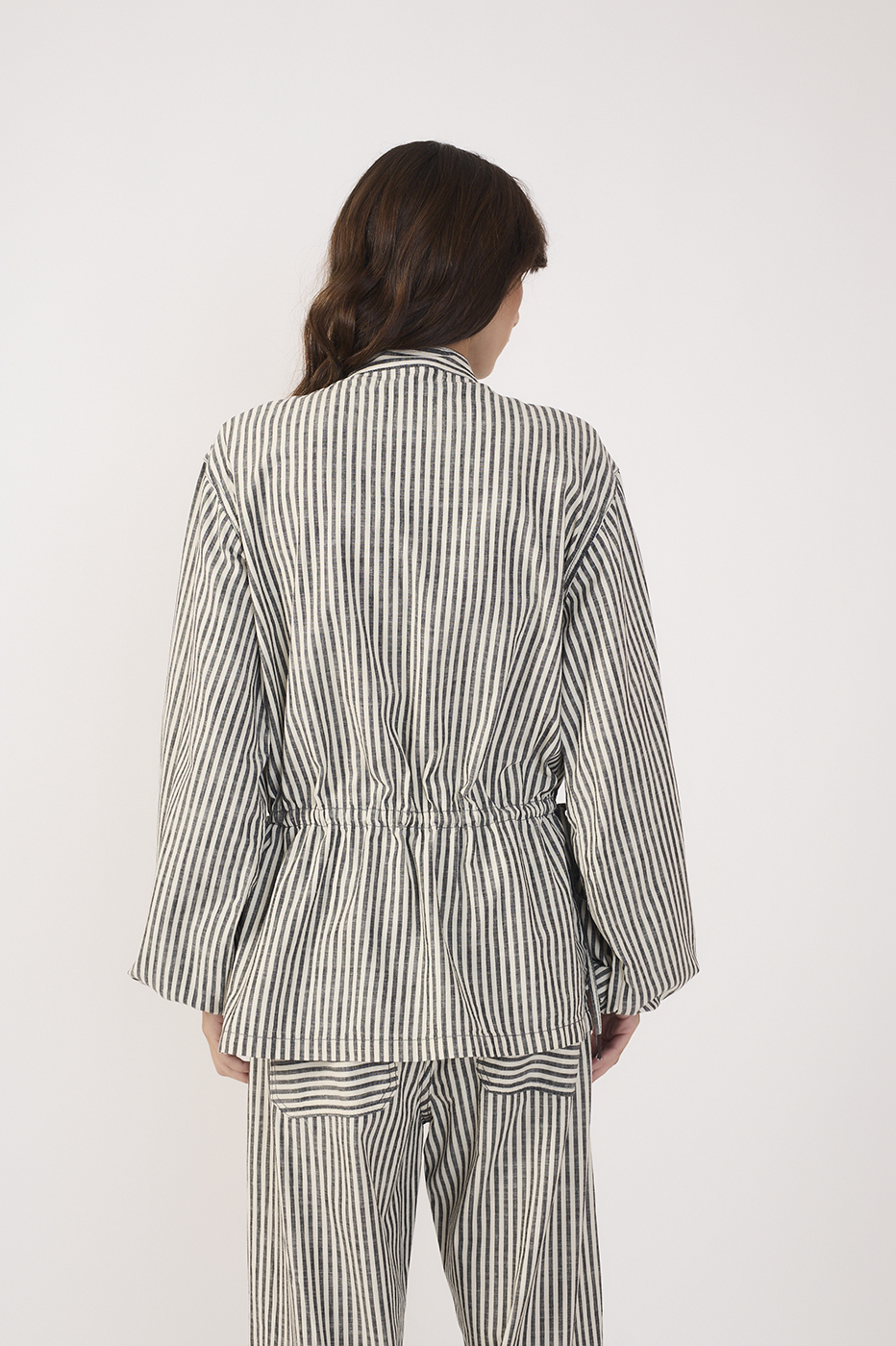 Black Stripe Linen Coat_6