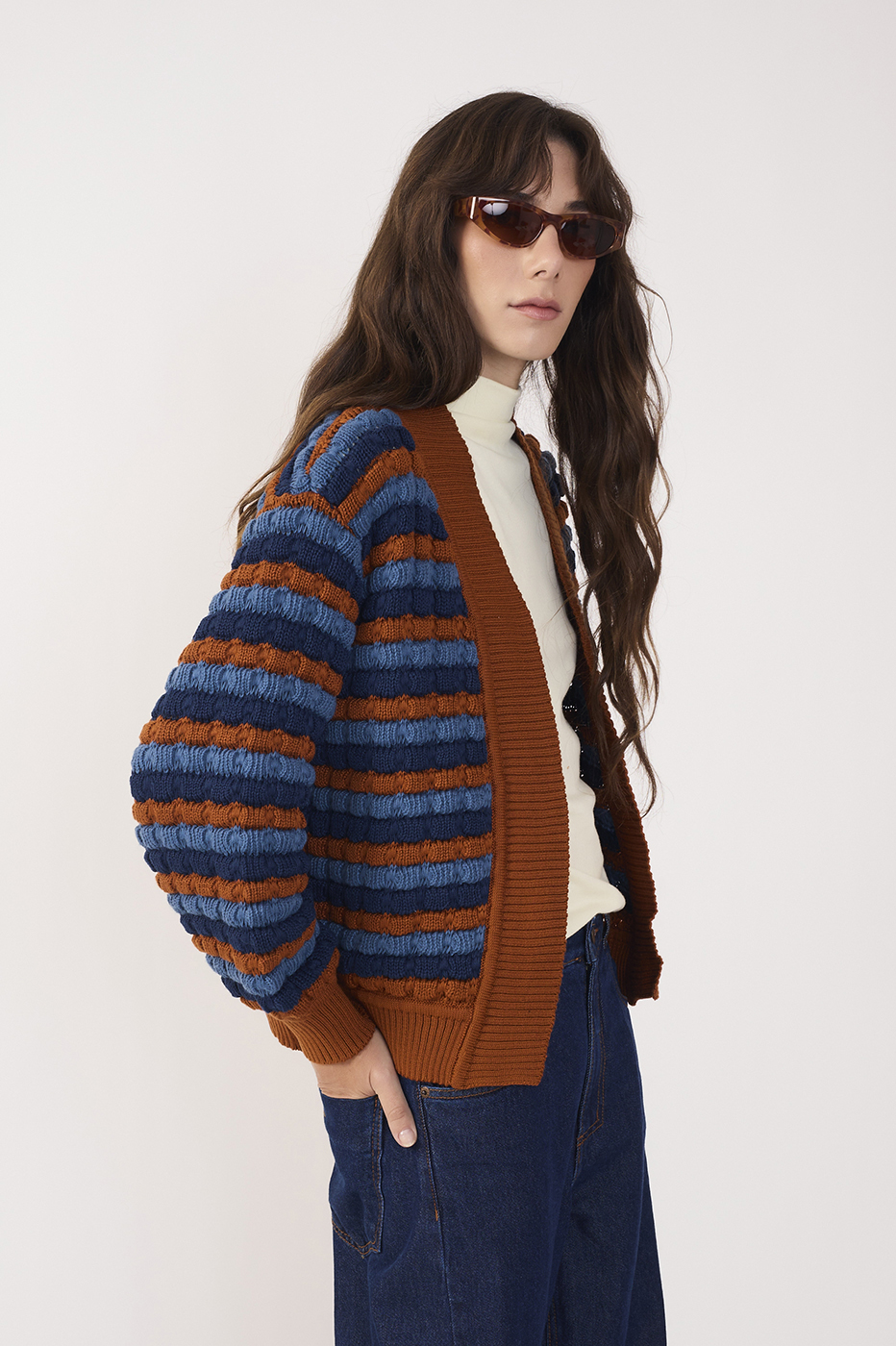 Denim Striped Tricot Coat_3