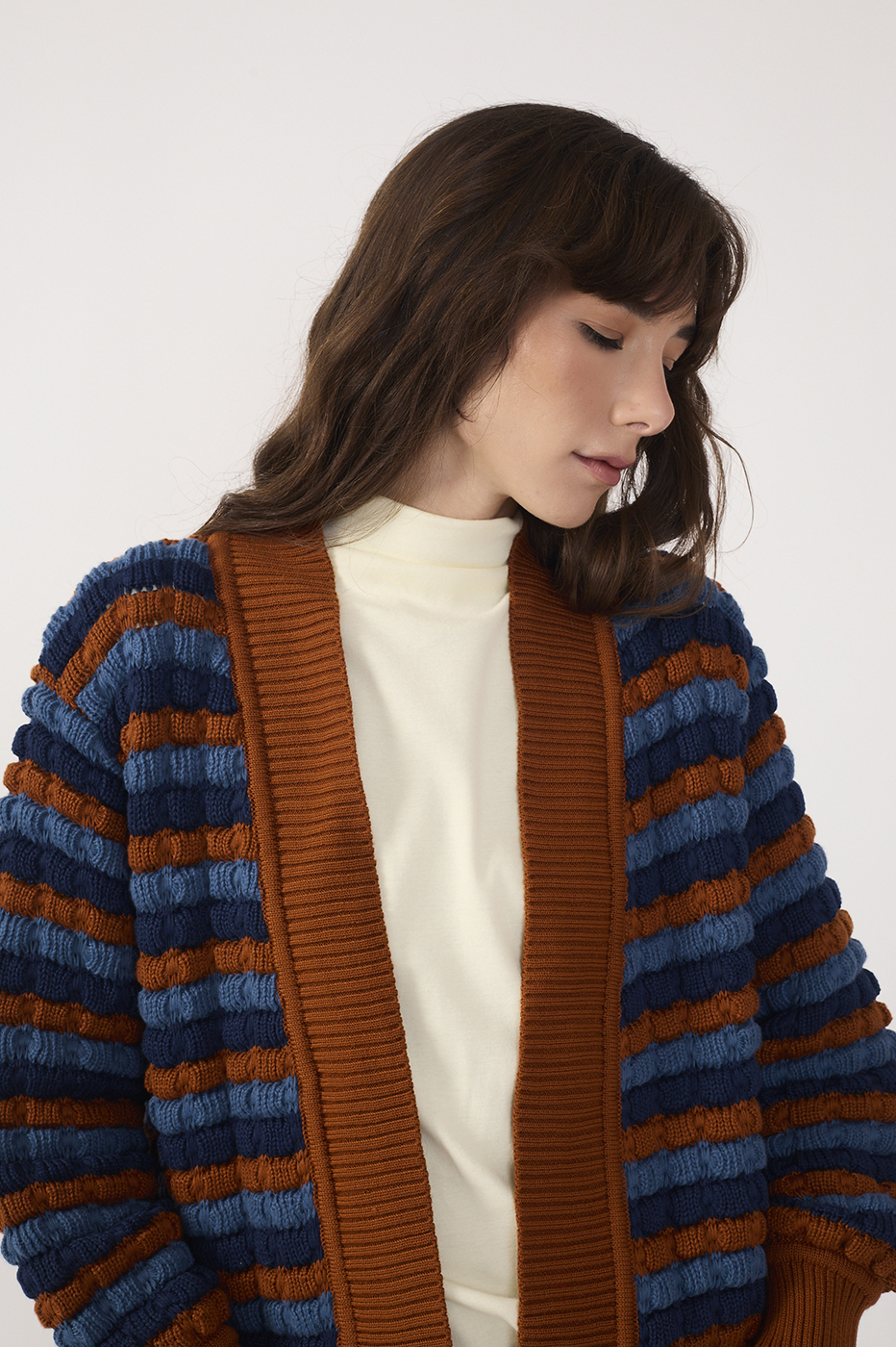 Denim Striped Tricot Coat_4