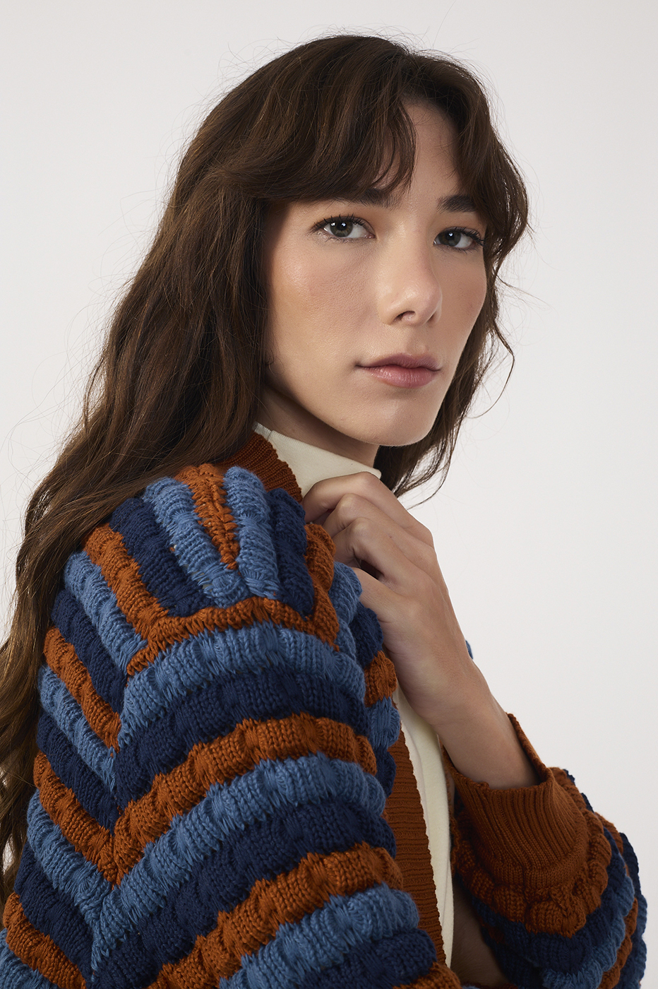 Denim Striped Tricot Coat_5