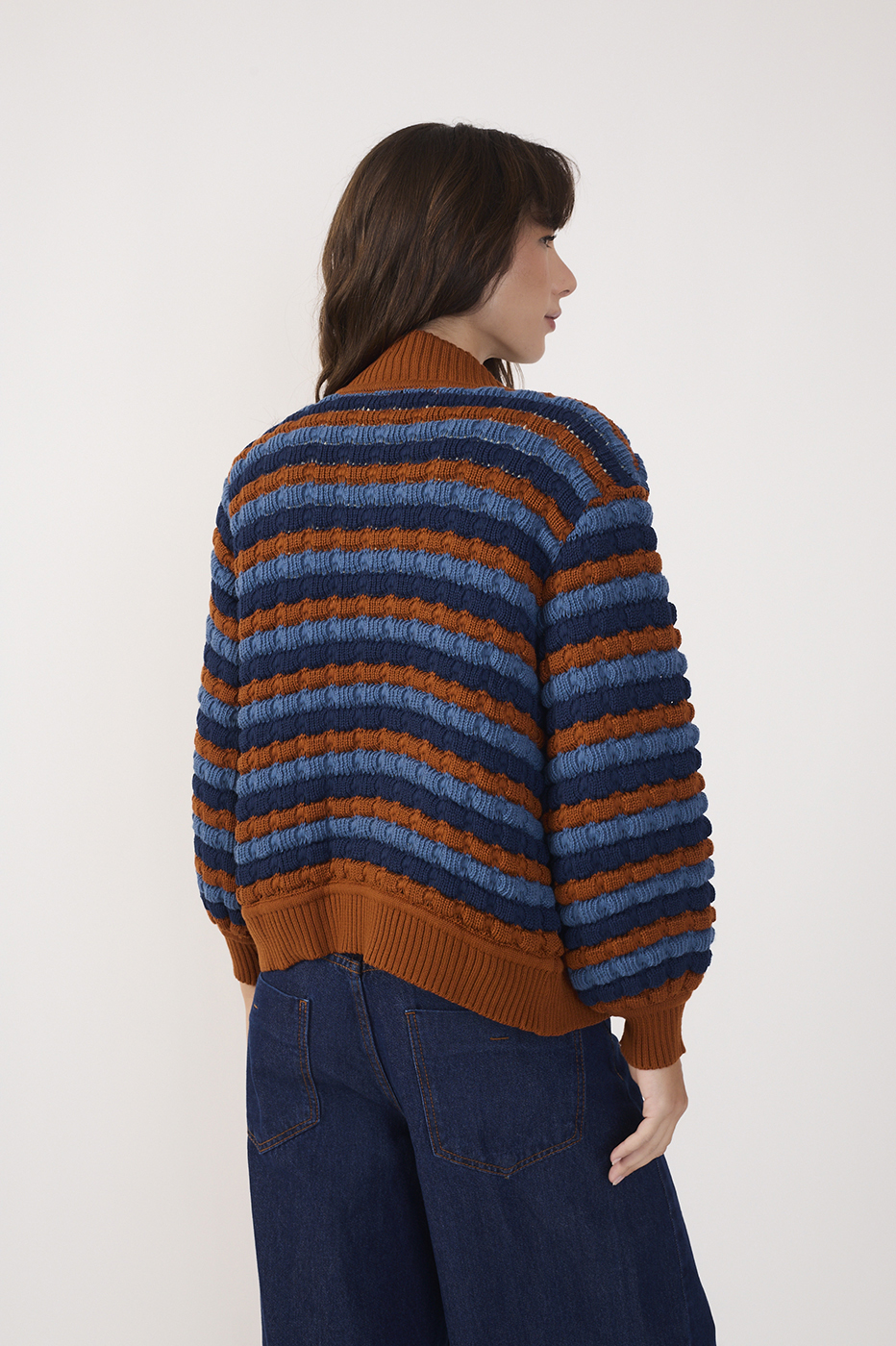 Denim Striped Tricot Coat_6