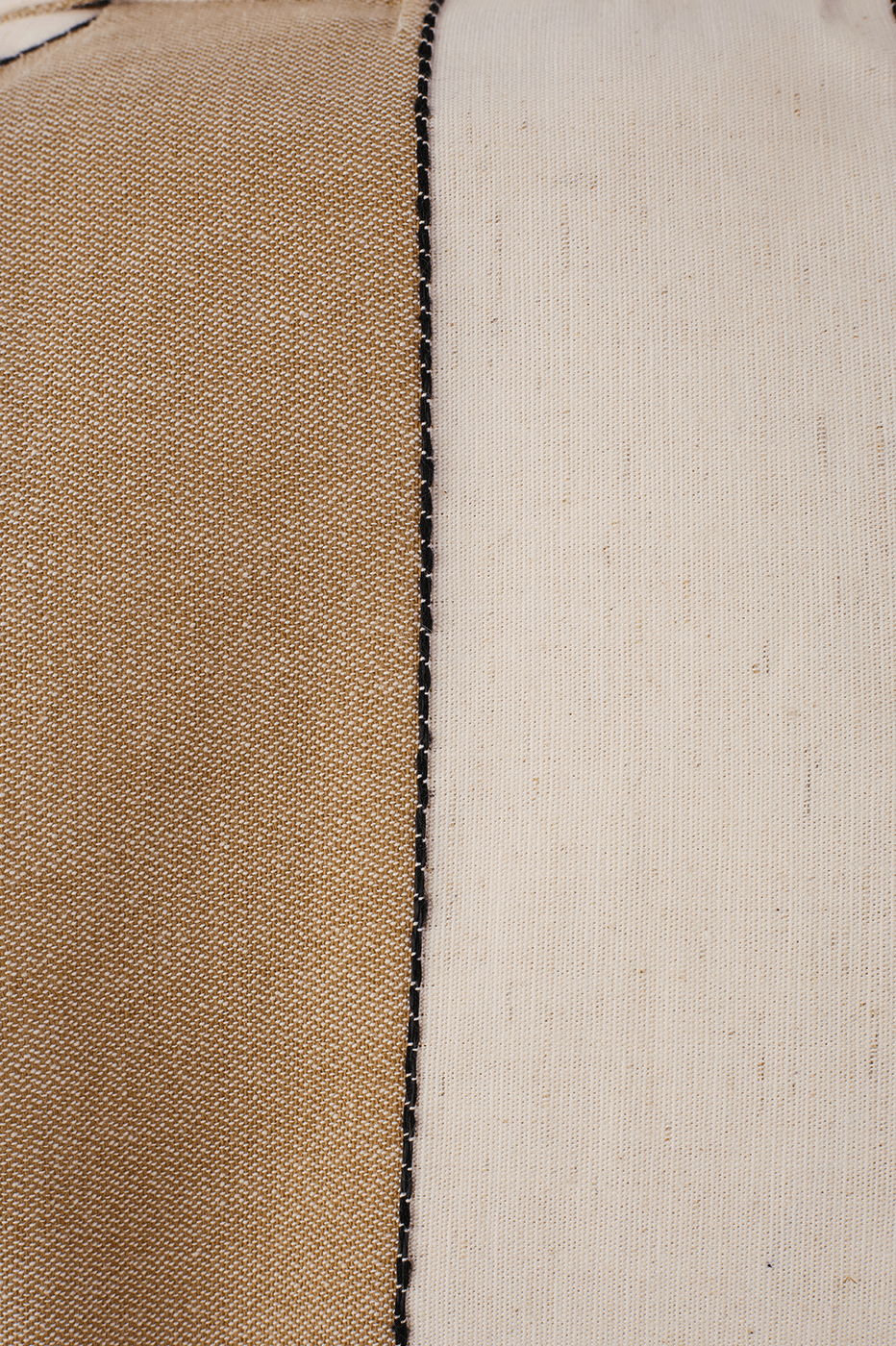Beige Stripes Belted Notched Lapel Pockets Linen Coat
