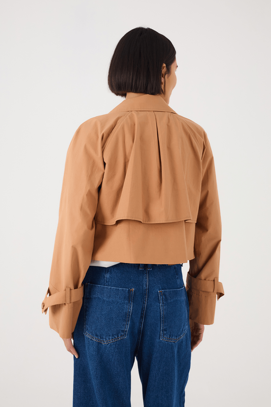 Beige Leme Buttoned Cotton Crop Jacket