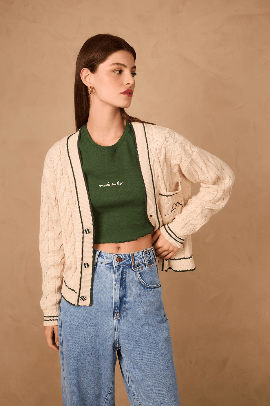 Off-White Embroidered Buttoned Tricot Cardigan