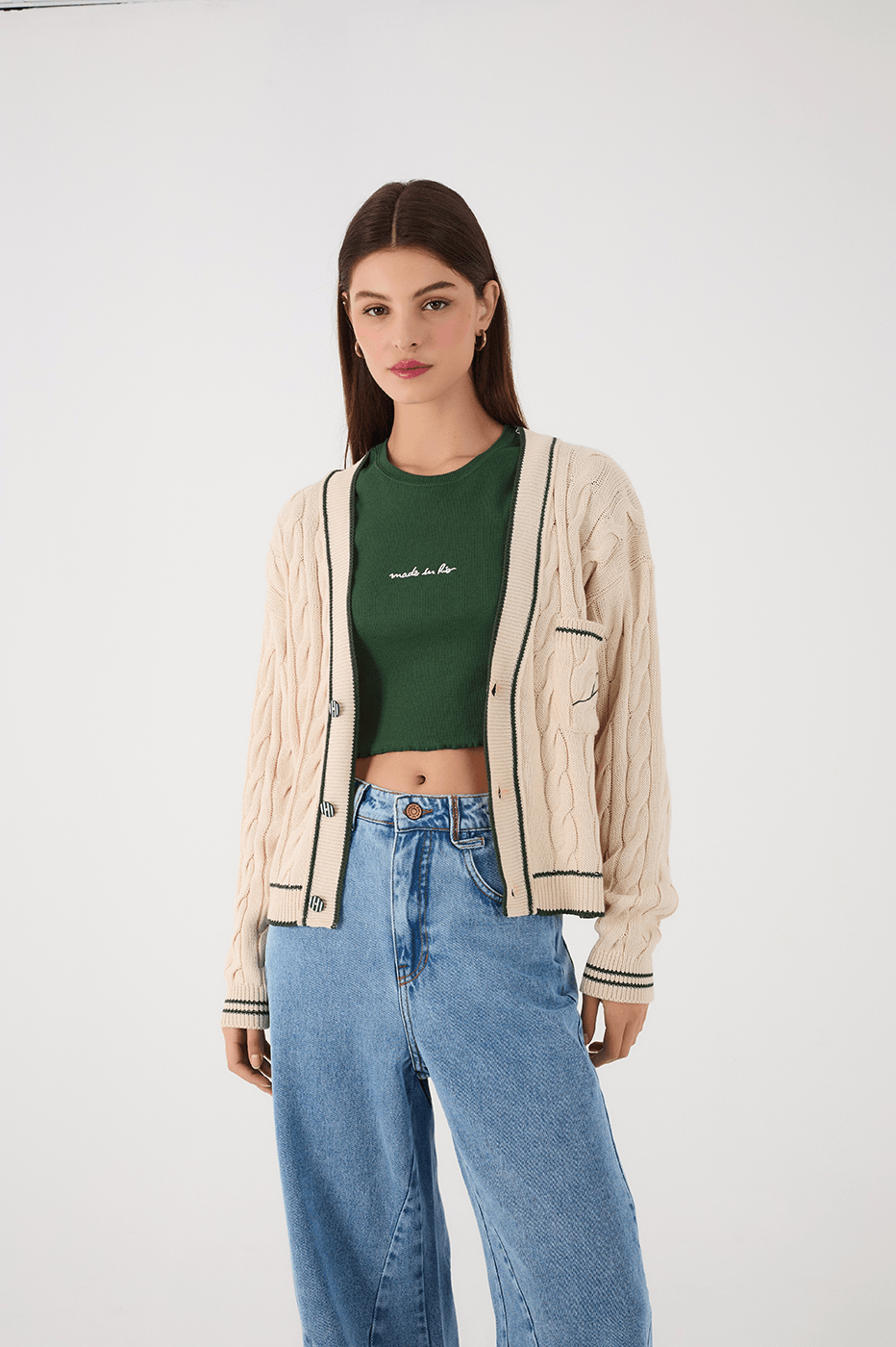 Off-White Embroidered Buttoned Tricot Cardigan