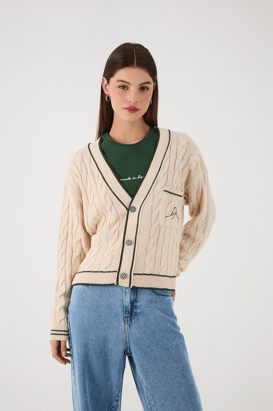 Off-White Embroidered Buttoned Tricot Cardigan