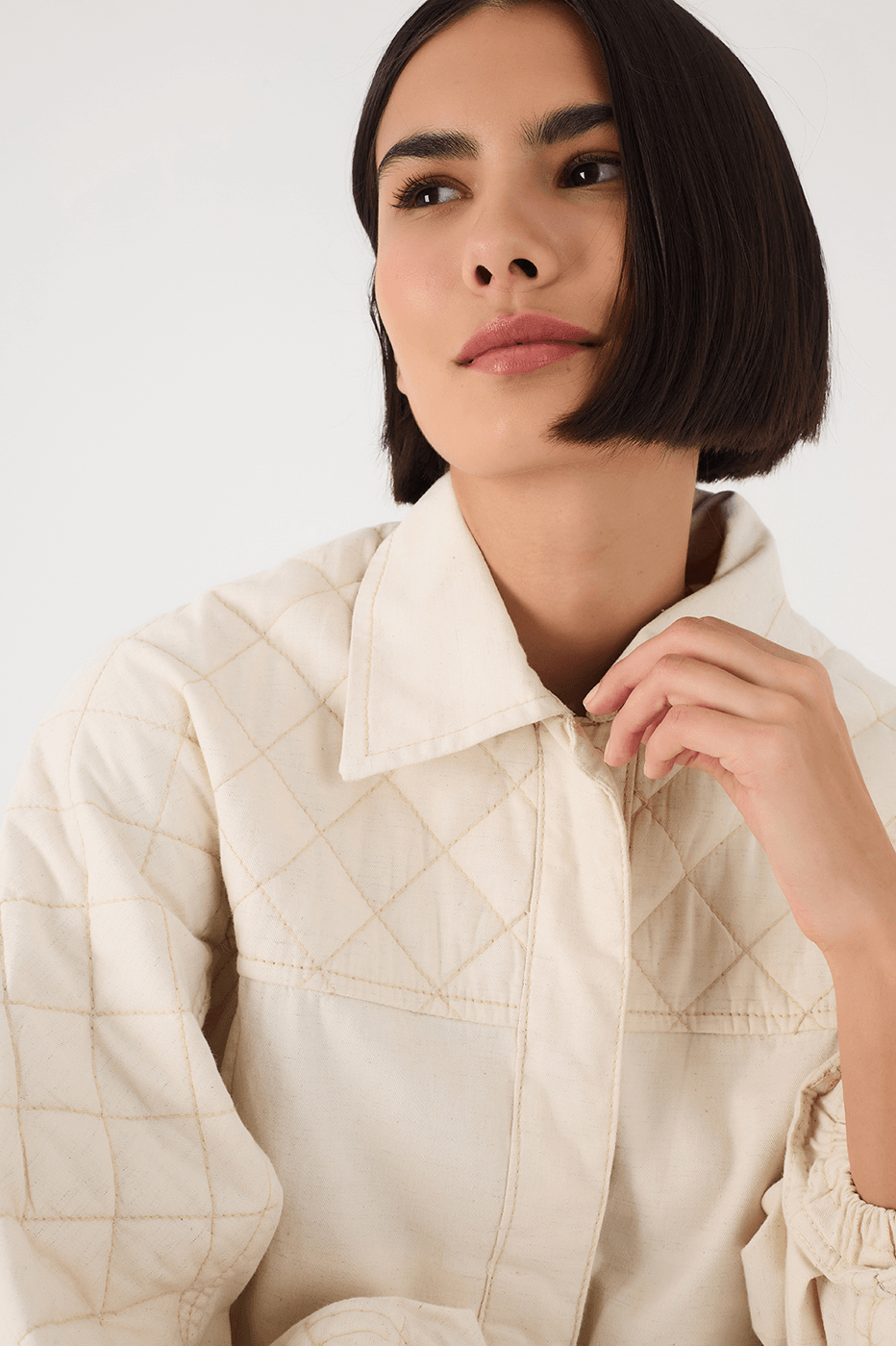 Off-White Collared Quilted Linen Jacket