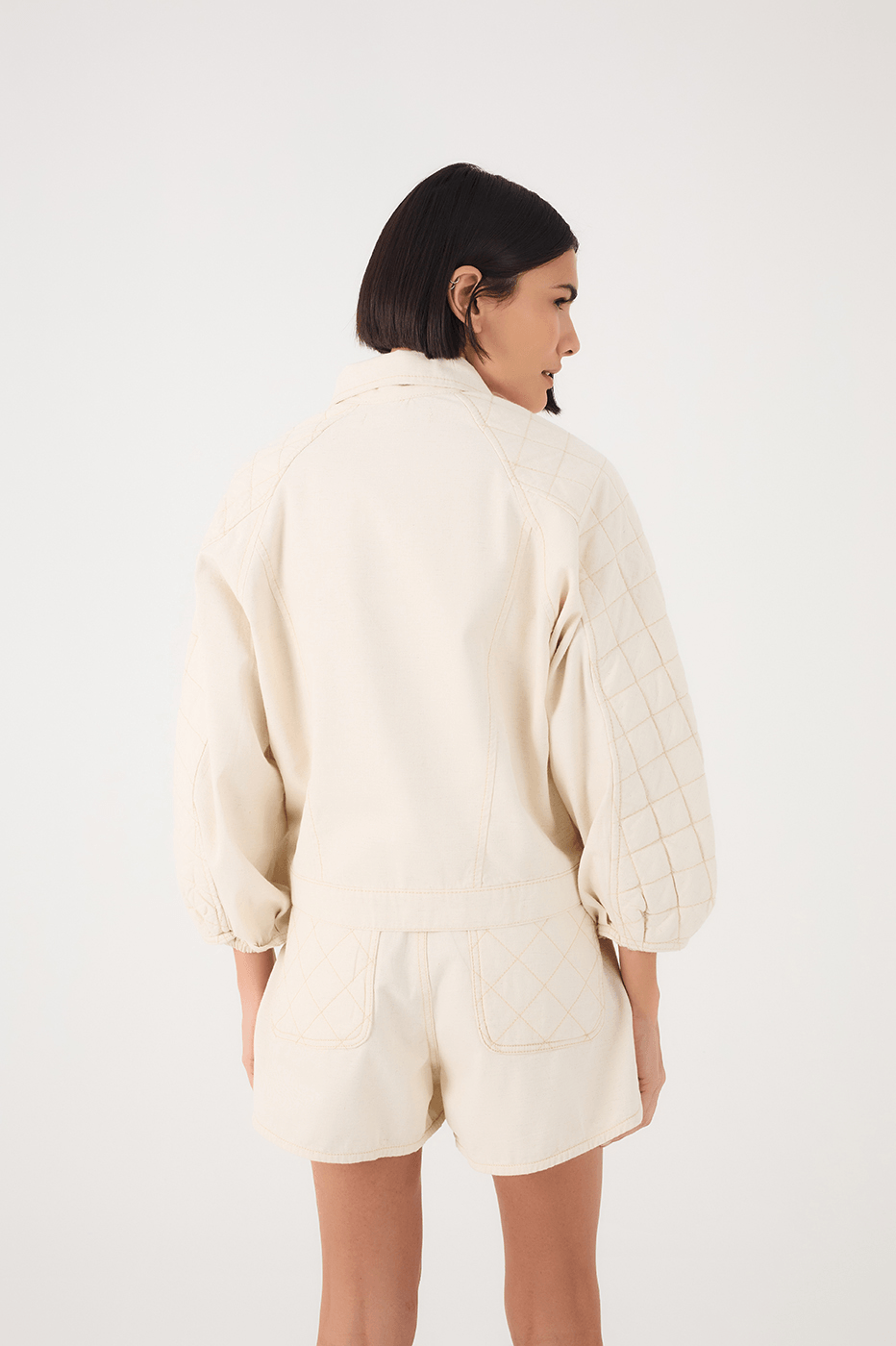 Off-White Collared Quilted Linen Jacket