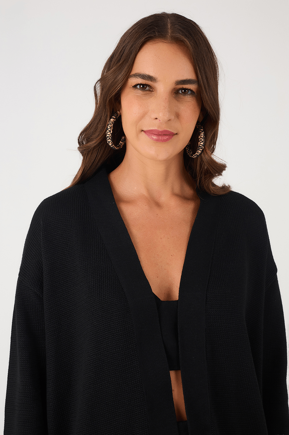 Black Orla V Neck Tricot Cardigan