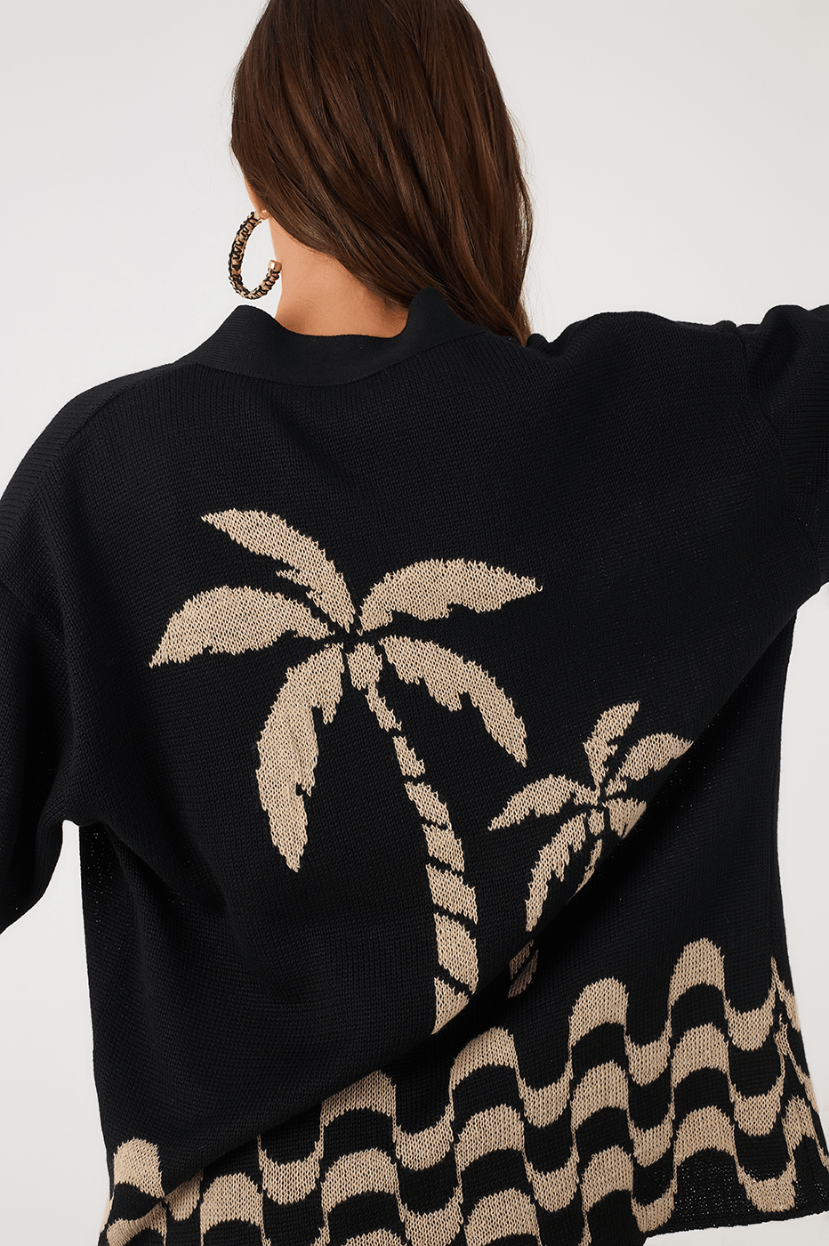 Black Orla V Neck Tricot Cardigan