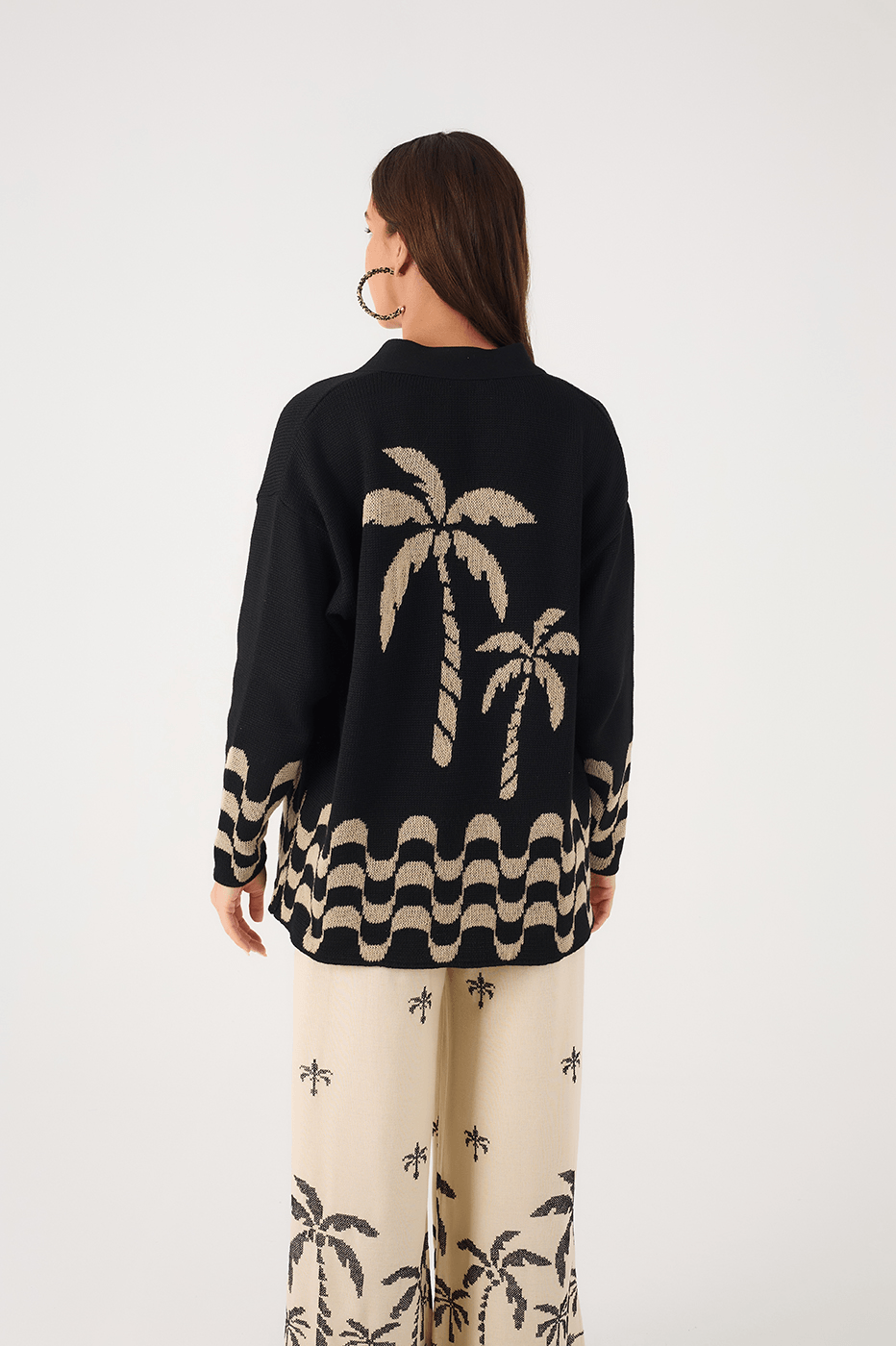 Black Orla V Neck Tricot Cardigan