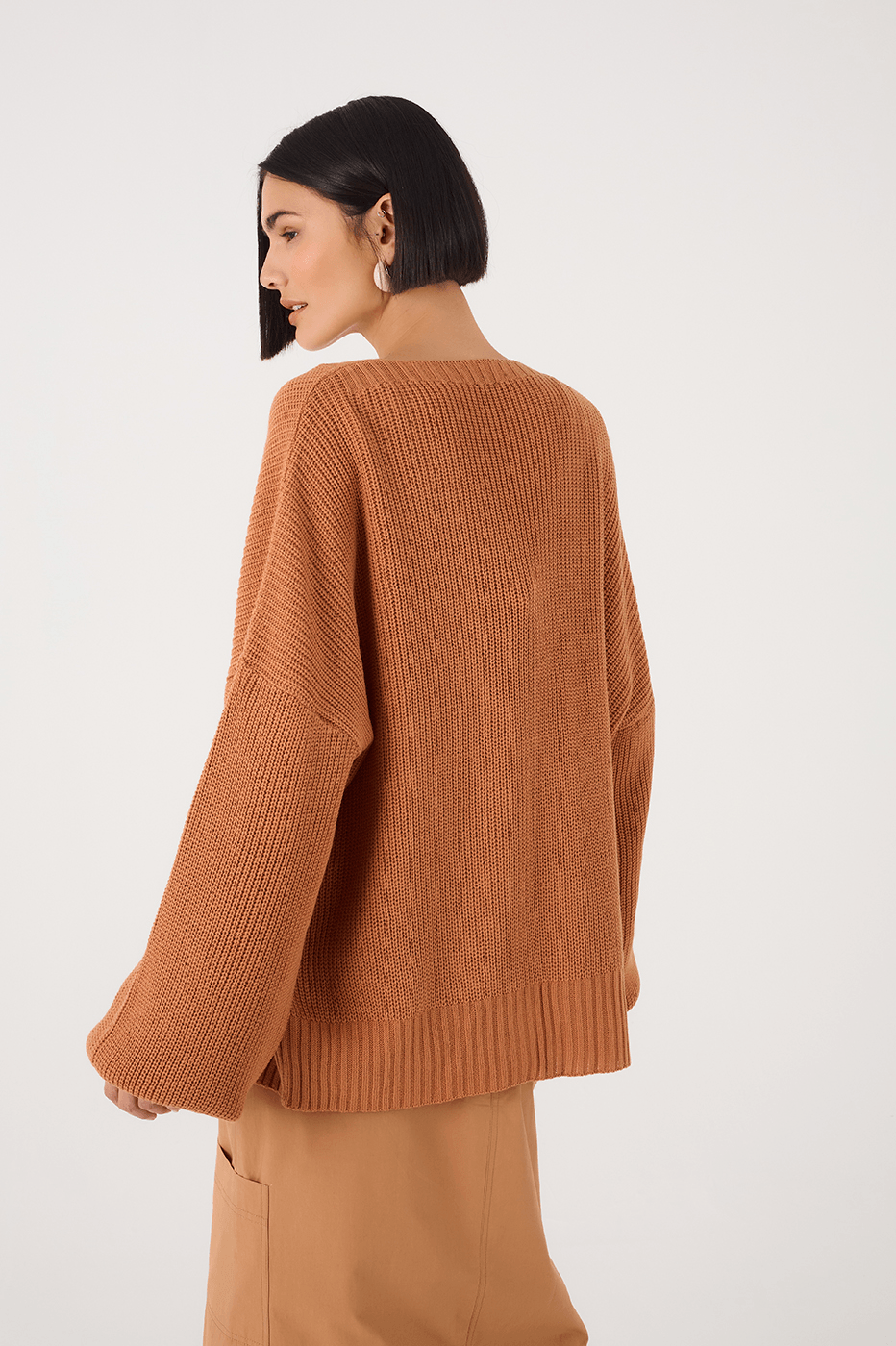 Beige Leme Oversized Dropped Shoulder Tricot Cardigan