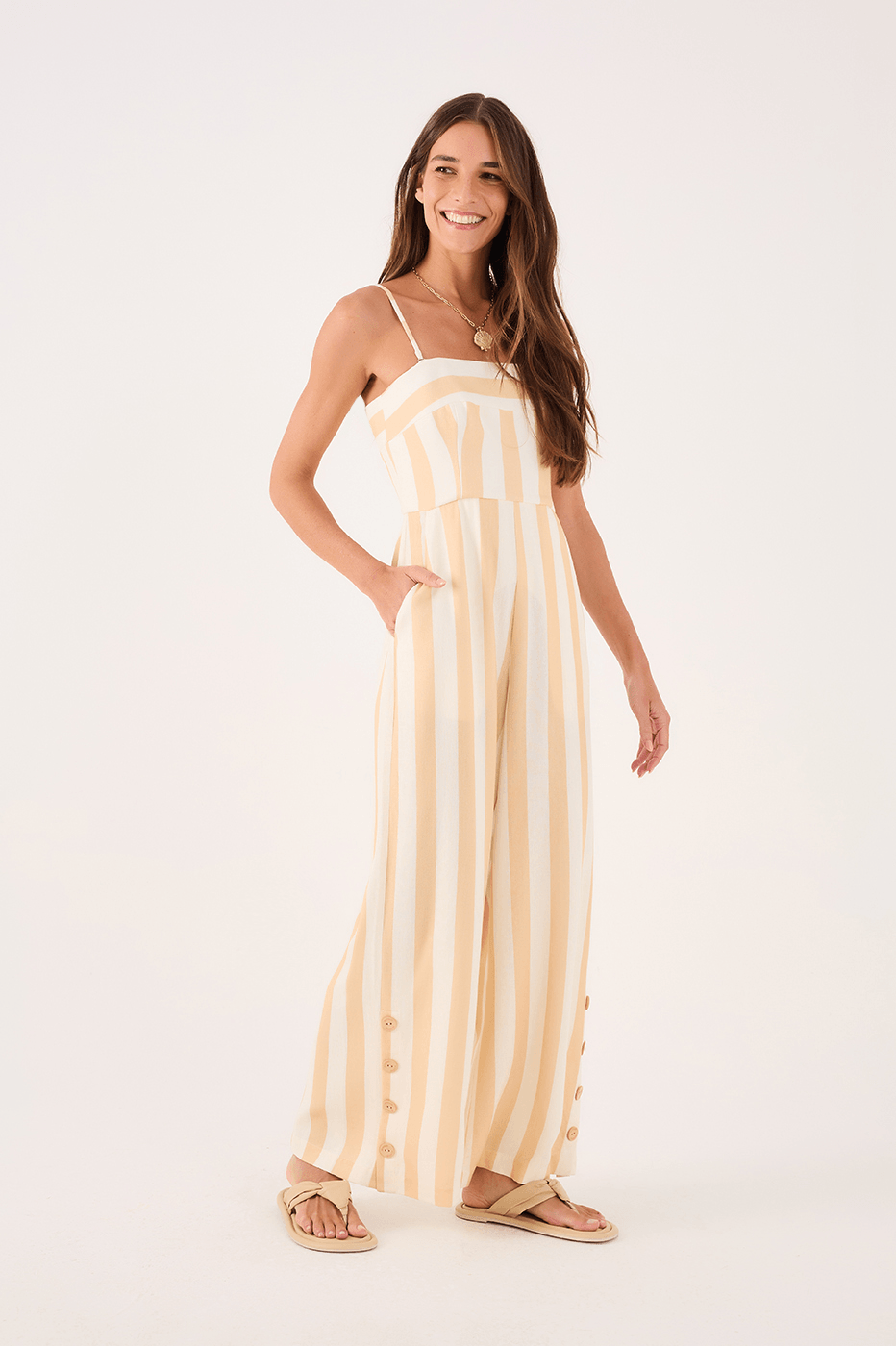 Linen Jumpsuit In Horizon Print_1