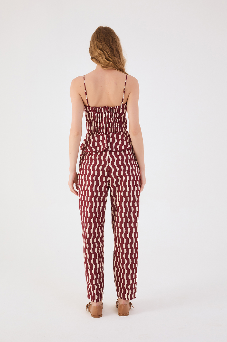 Marsala Copa Sweetheart Neck Sleeveless Peplum Tricoline Jumpsuit