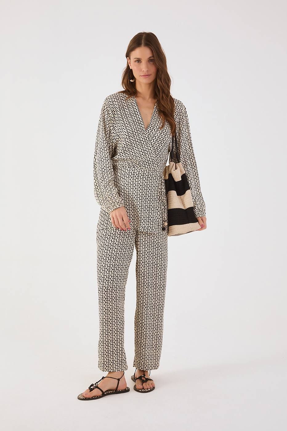 Black Ipanema V Neck Open Back Wrap Jumpsuit