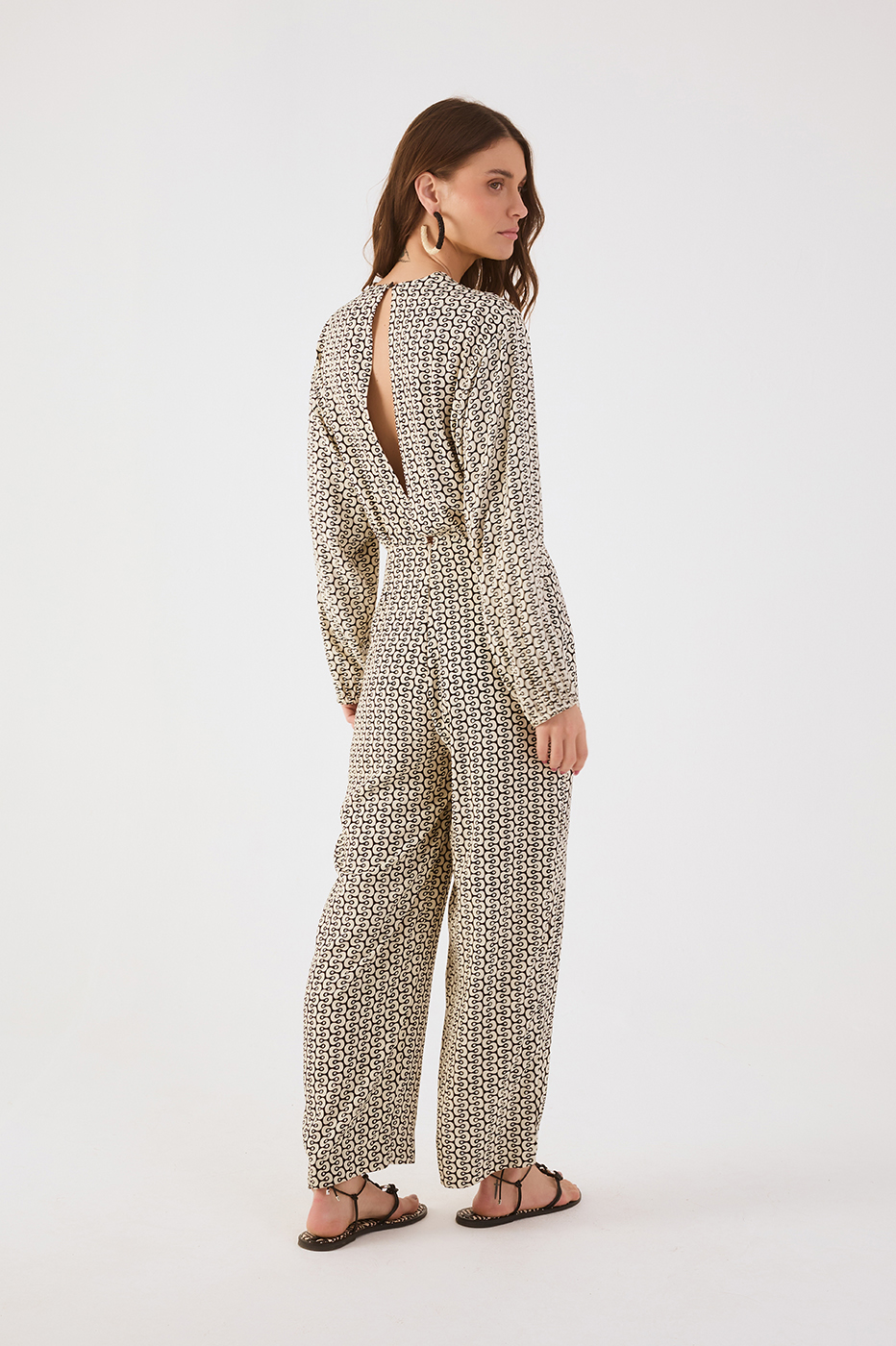 Black Ipanema V Neck Open Back Wrap Jumpsuit