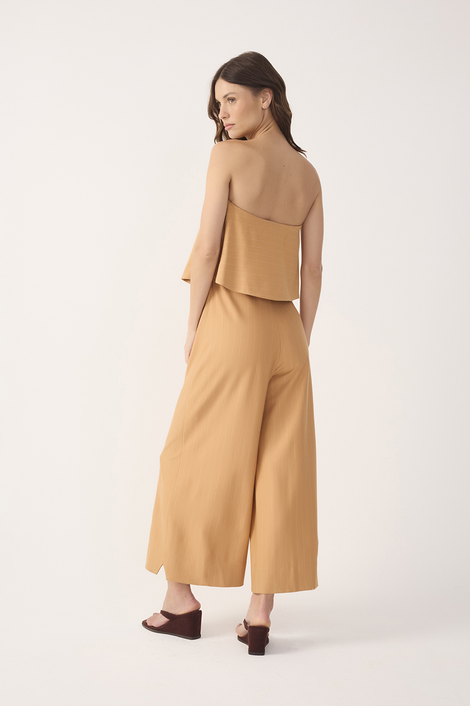 Brown Risca De Giz Strapless Layered Jumpsuit_7