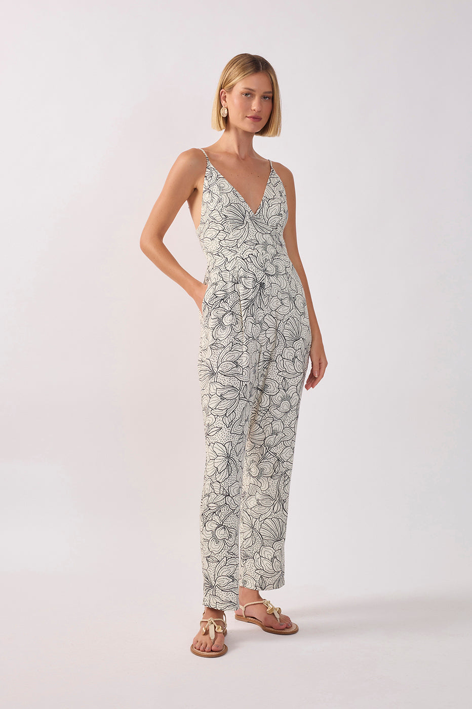 Ponto a Ponto Print Linen Jumpsuit_2