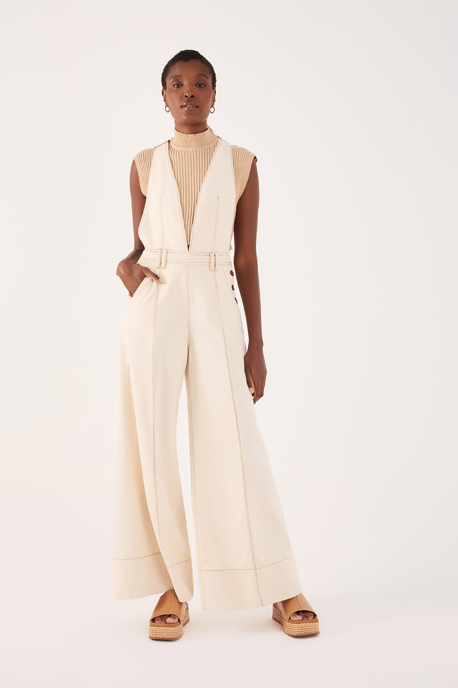 Twill Overalls With Pleats And Buttons_1
