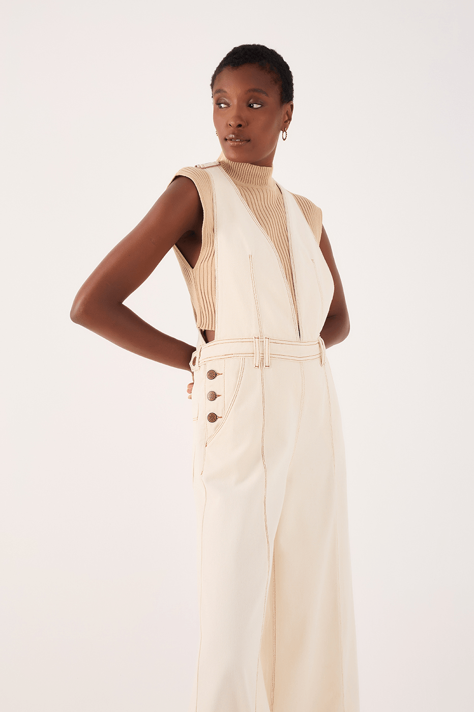 Twill Overalls With Pleats And Buttons_2