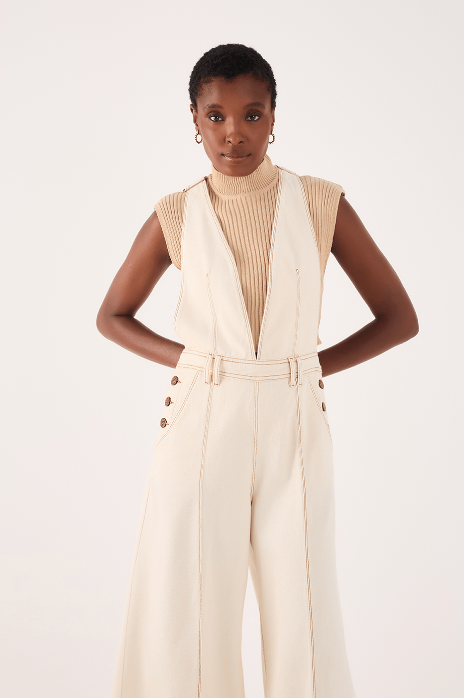 Twill Overalls With Pleats And Buttons_3