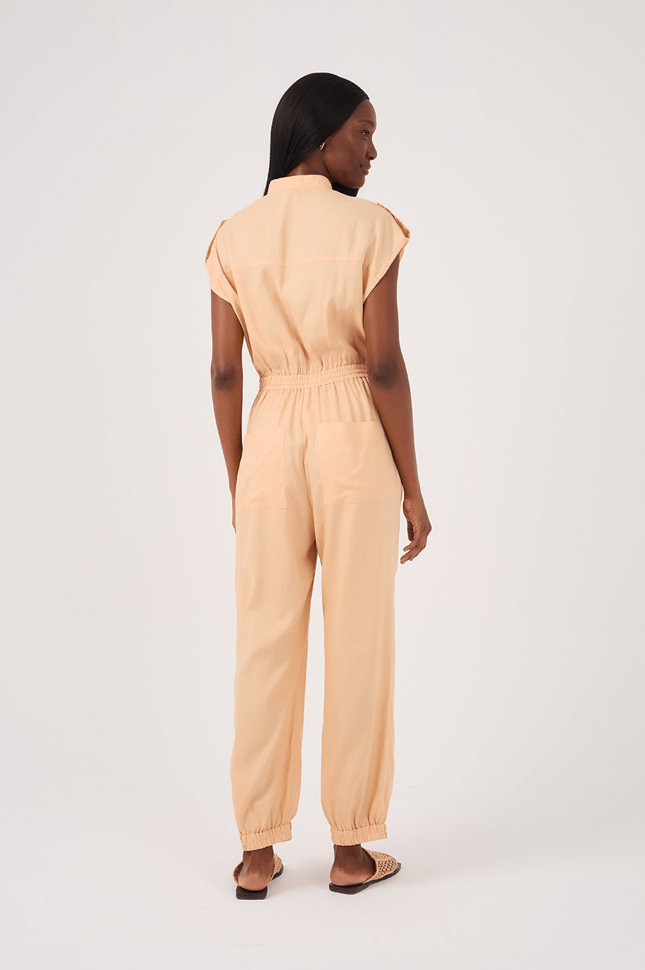 Beige Elastic Waist Jumpsuit_7