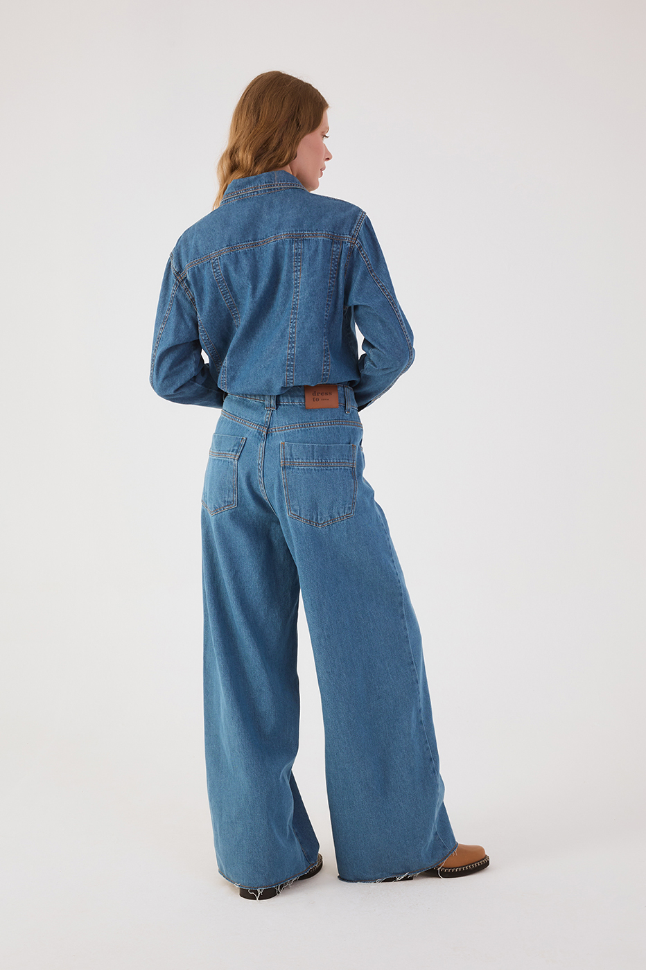 Denim 3-In-1 Buttoned Shirt Pants Jumpsuit