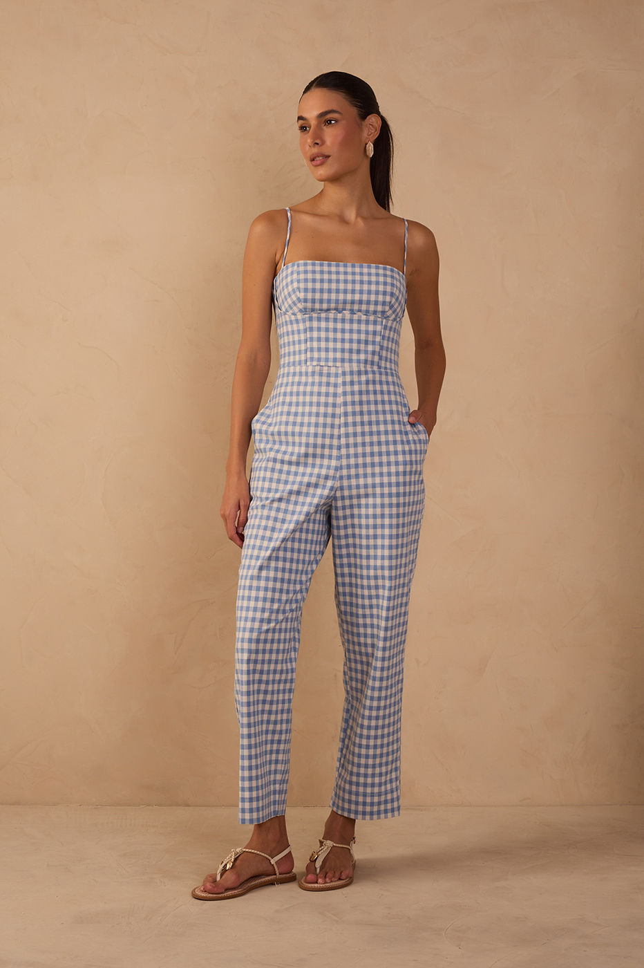 Vichy Cotton-Stretch Jumpsuit_1