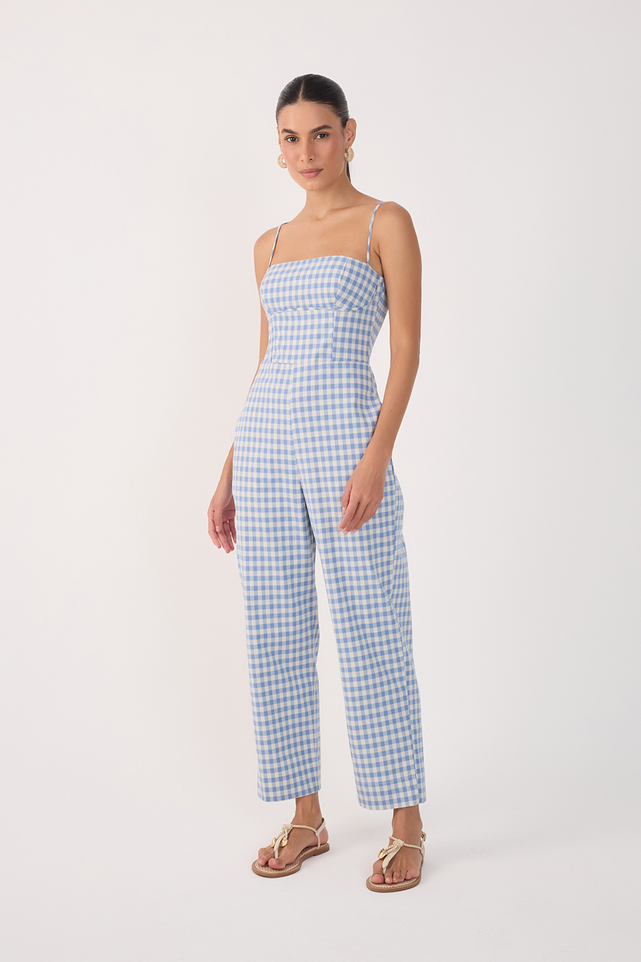 Vichy Cotton-Stretch Jumpsuit