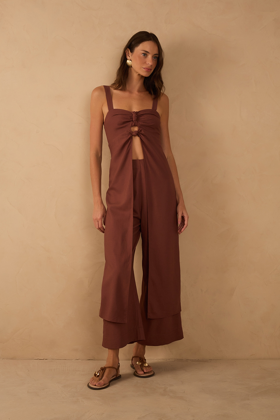 Linen Overlay Jumpsuit